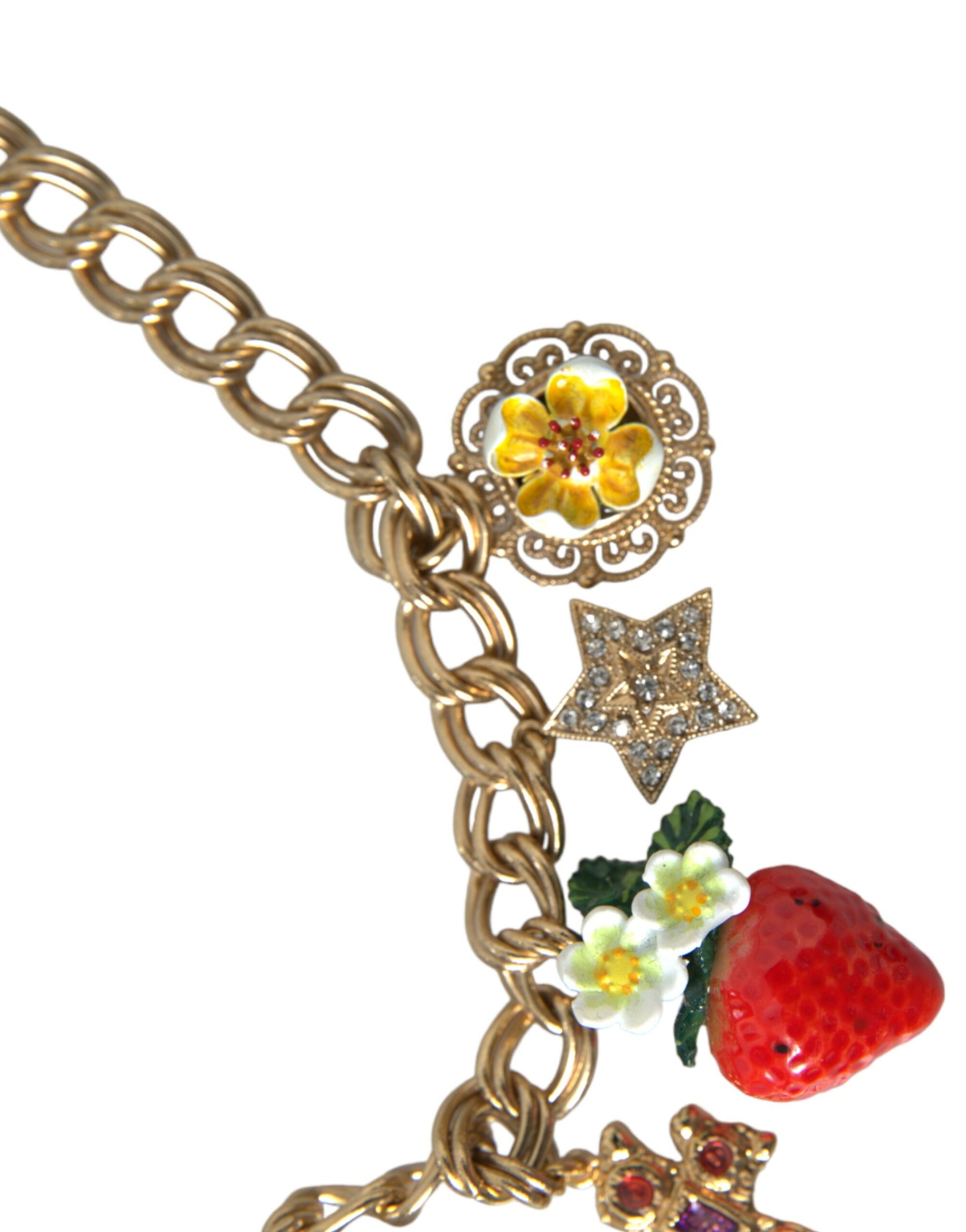 Dolce &amp; Gabbana Halskette mit goldenem Kettenanhänger, Rosenkreuz, Erdbeerstern