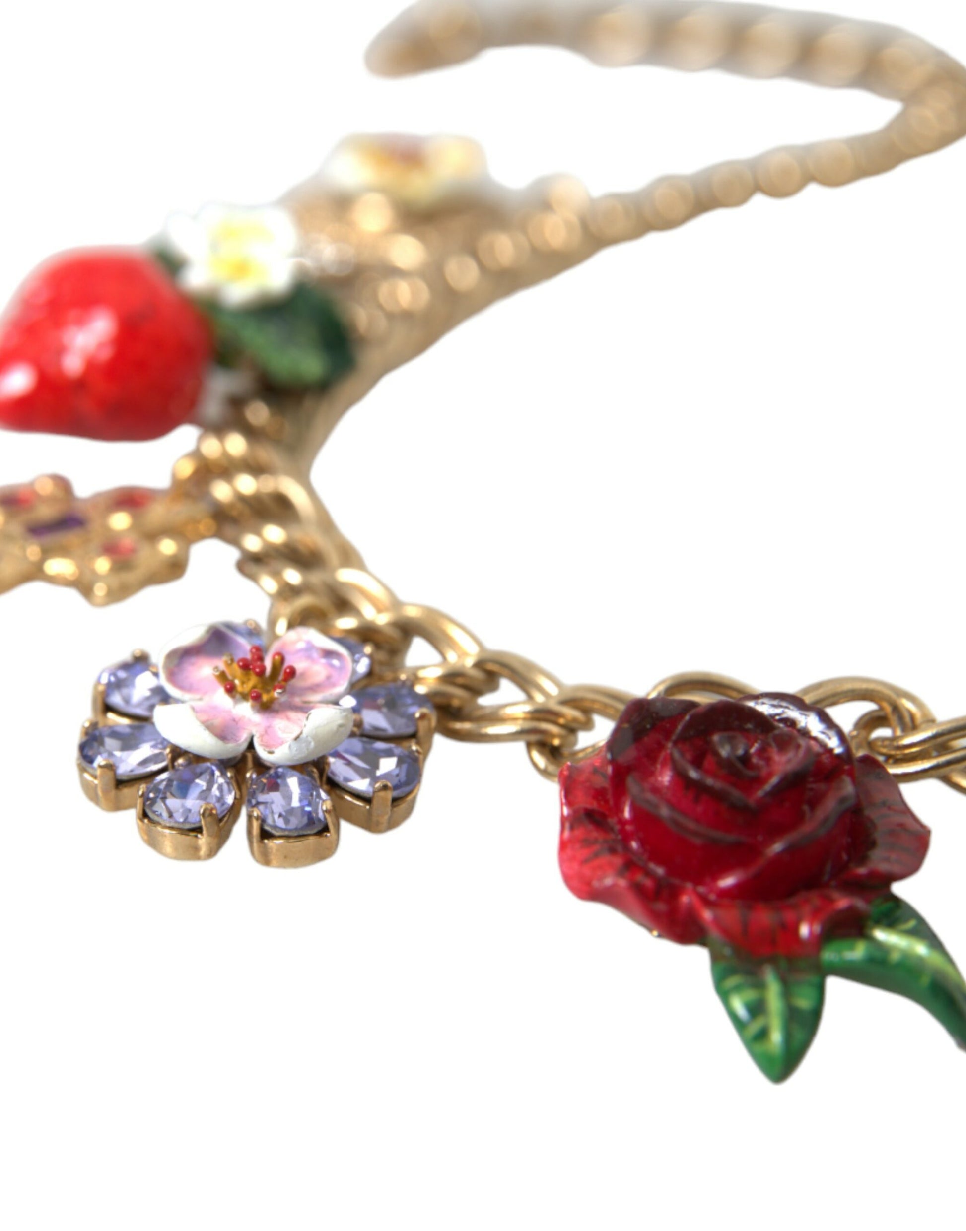 Dolce &amp; Gabbana Halskette mit goldenem Kettenanhänger, Rosenkreuz, Erdbeerstern