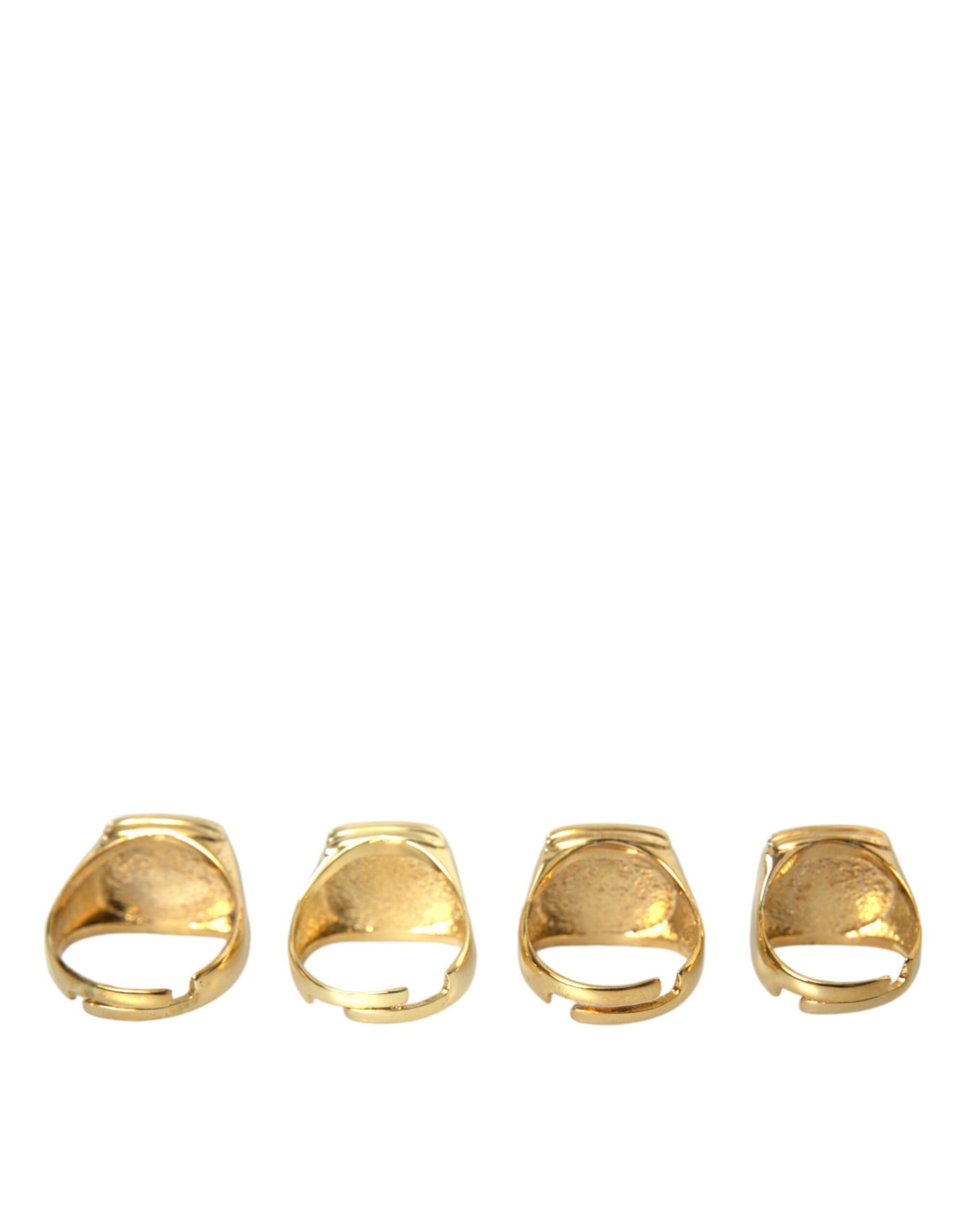 Dolce &amp; Gabbana – KING Emaille-Ring aus Goldmessing, 4er-Set