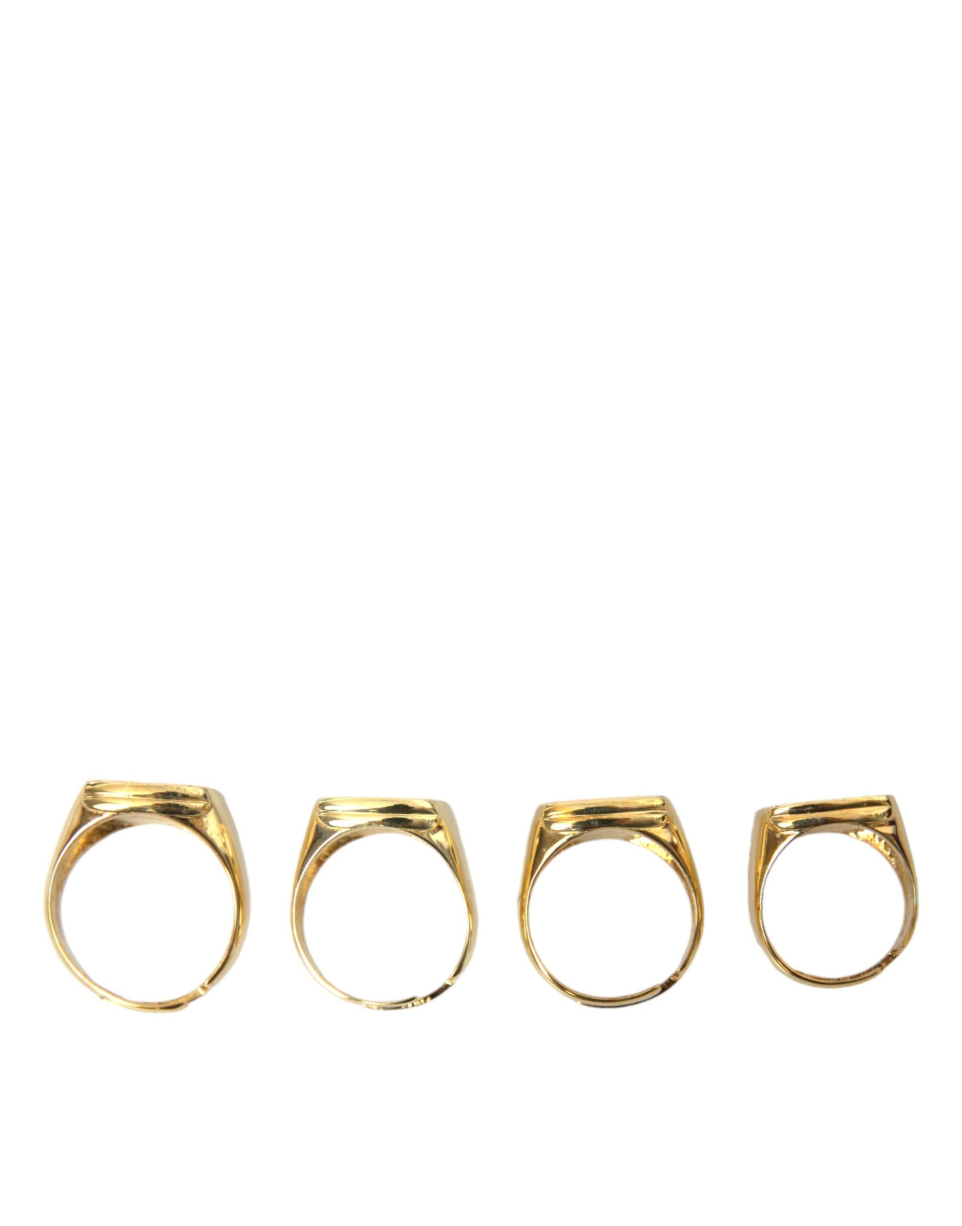 Dolce &amp; Gabbana – KING Emaille-Ring aus Goldmessing, 4er-Set