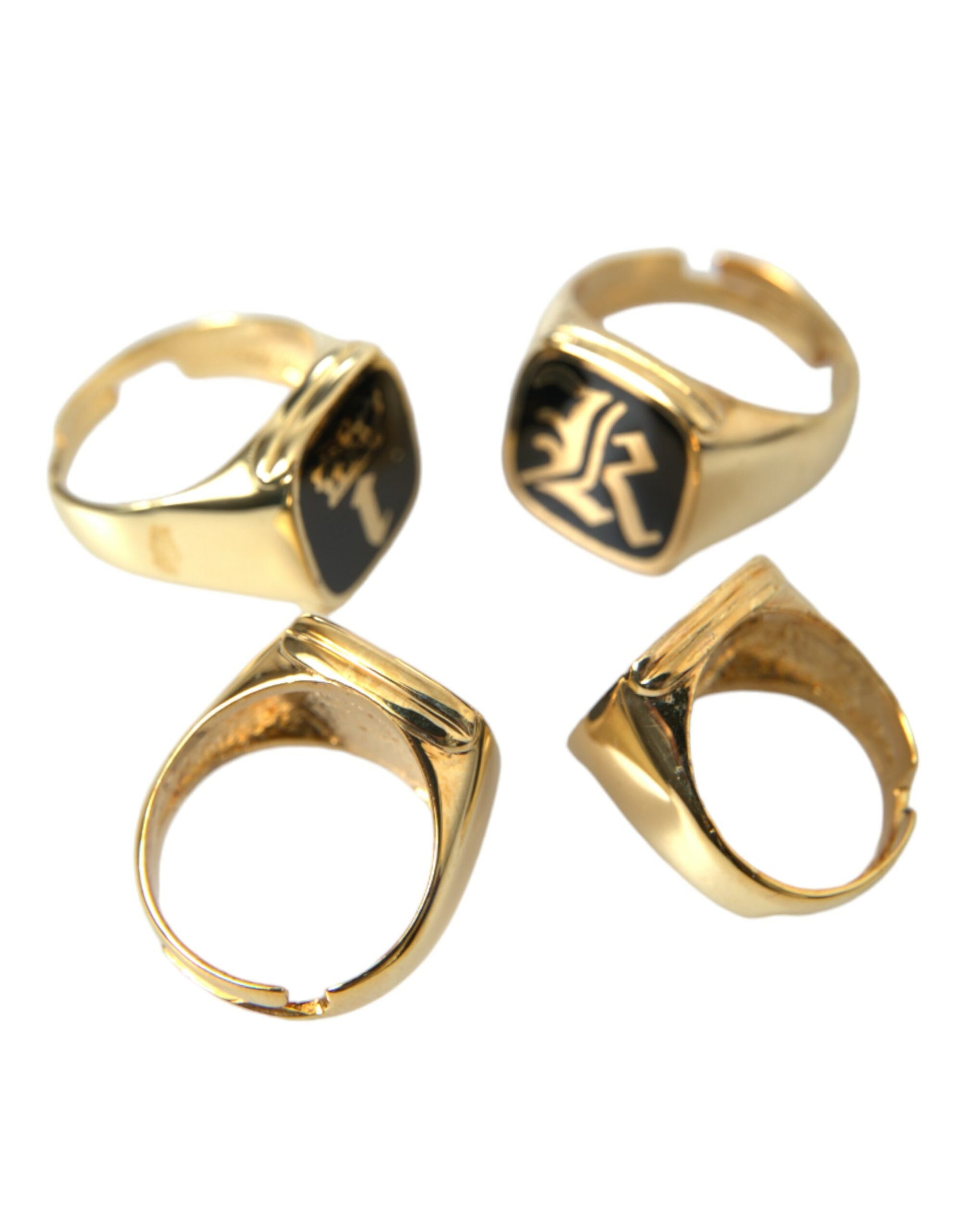 Dolce &amp; Gabbana – KING Emaille-Ring aus Goldmessing, 4er-Set