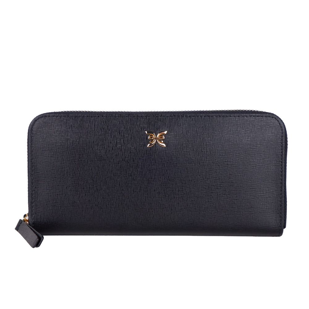 Ungaro Elegante Lederbrieftasche mit Reißverschluss in klassischem Schwarz