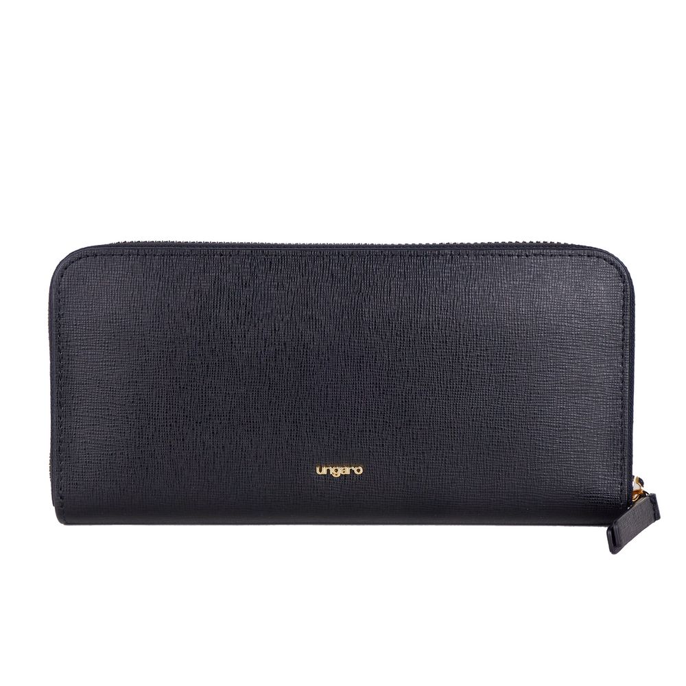 Ungaro Elegante Lederbrieftasche mit Reißverschluss in klassischem Schwarz