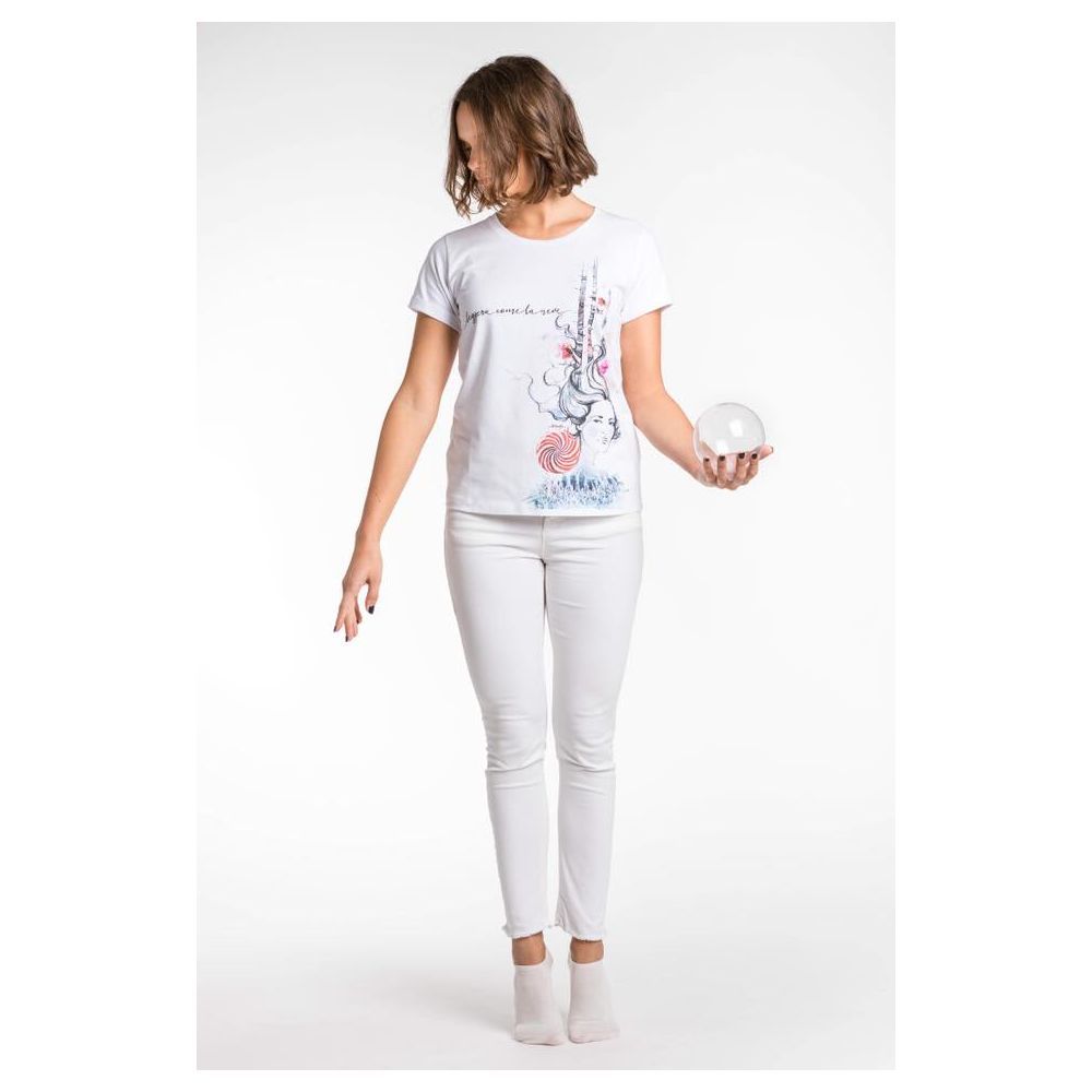 A.Tratti Schickes weißes Stretch-Viskose-T-Shirt mit exklusiver Verpackung