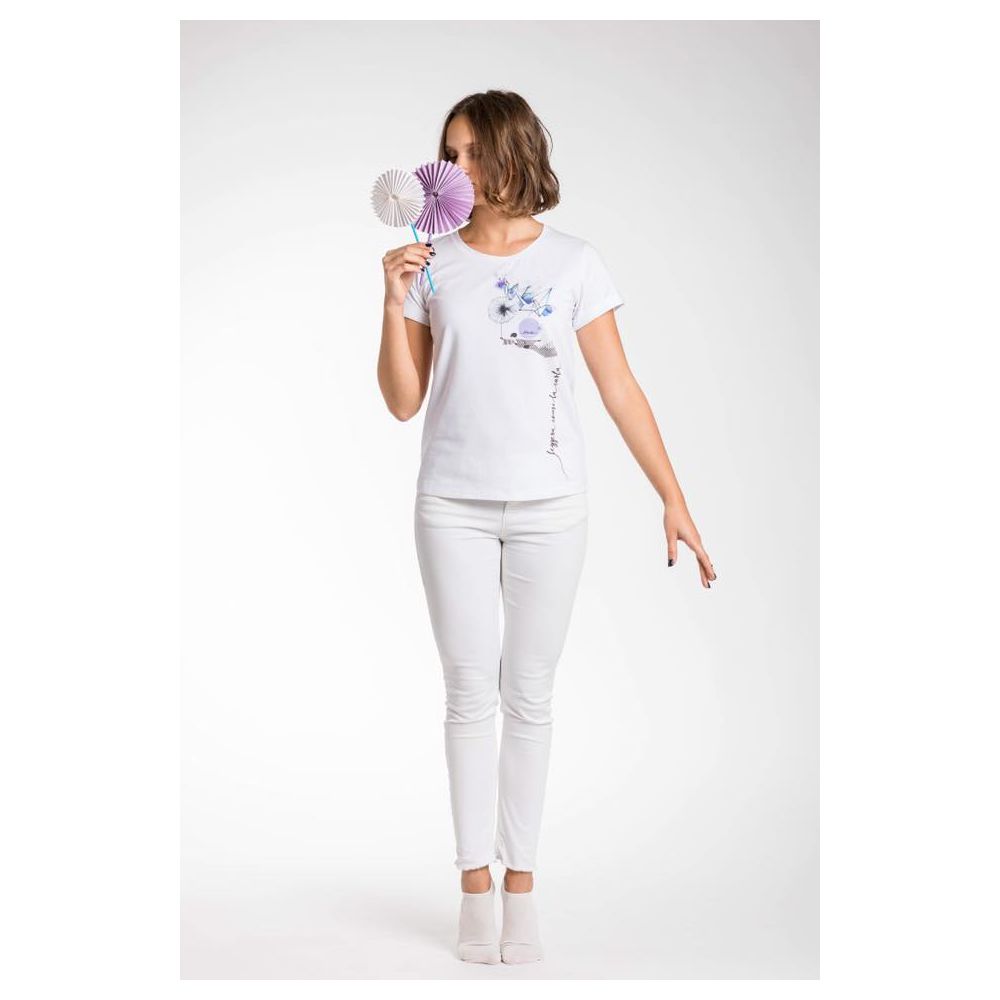 A.Tratti Elegantes weißes Stretch-Viskose-T-Shirt