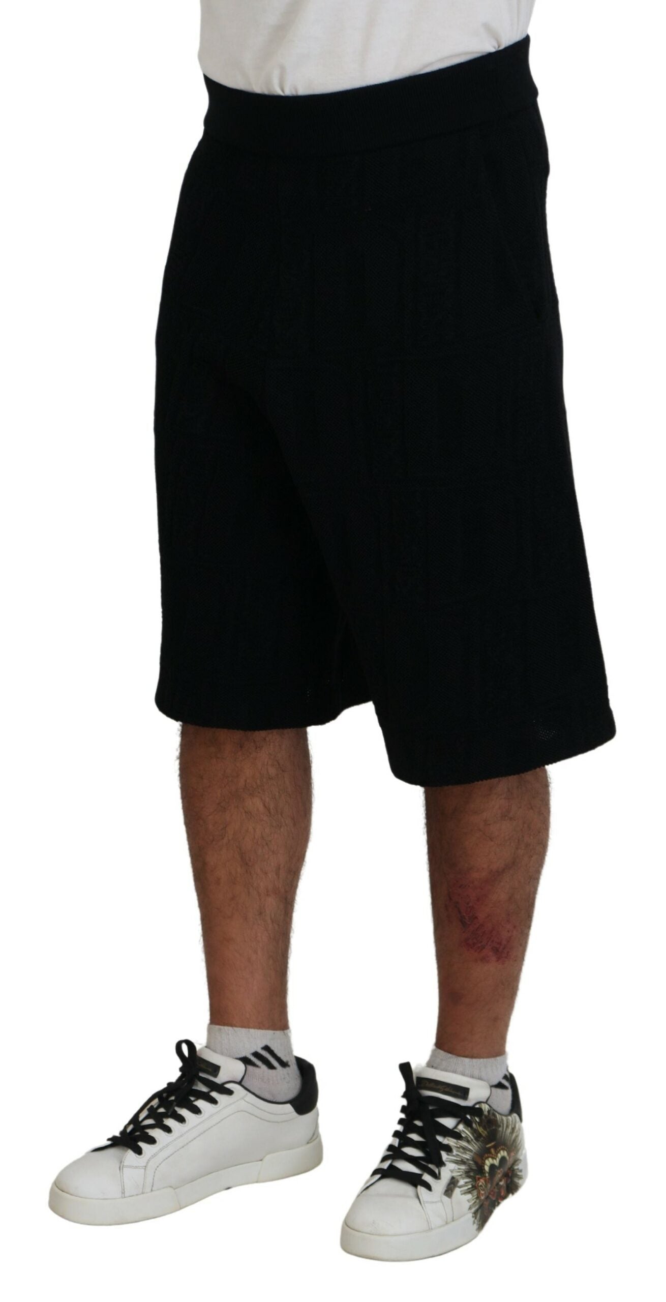 Dsquared² Schwarze, einfarbige Herren-Bermudashorts zum Überziehen