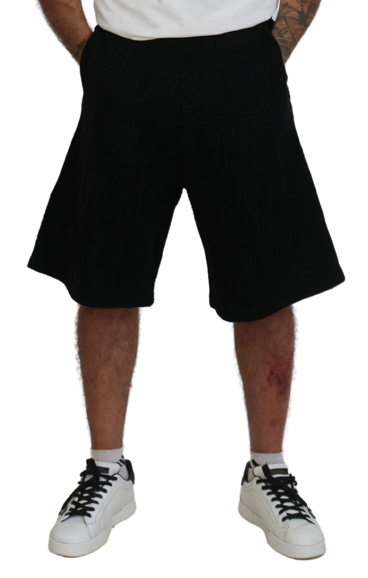 Dsquared² Schwarze, einfarbige Herren-Bermudashorts zum Überziehen