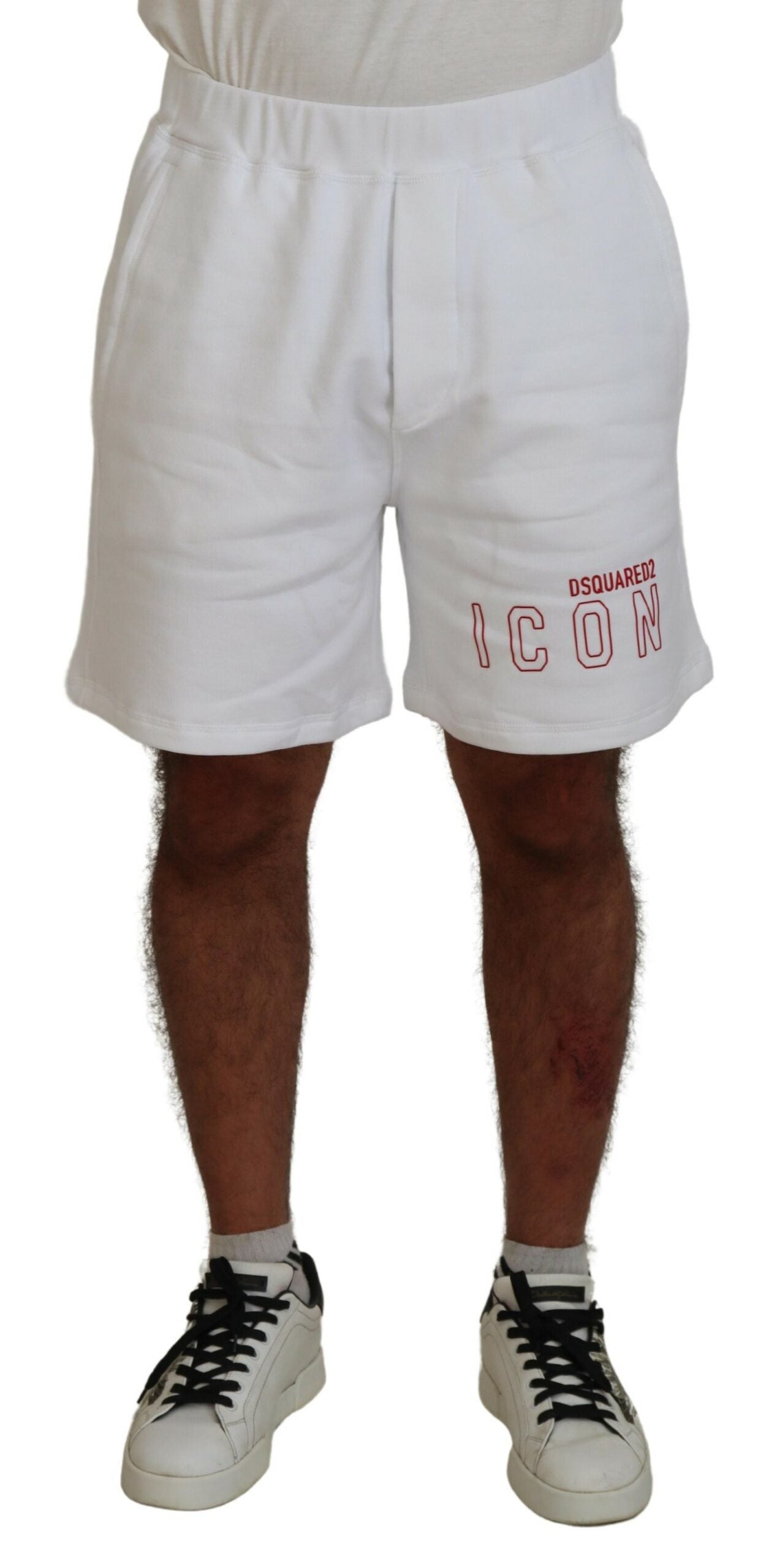 Dsquared² Weiße bedruckte Pull-On-Beermudashorts für Herren