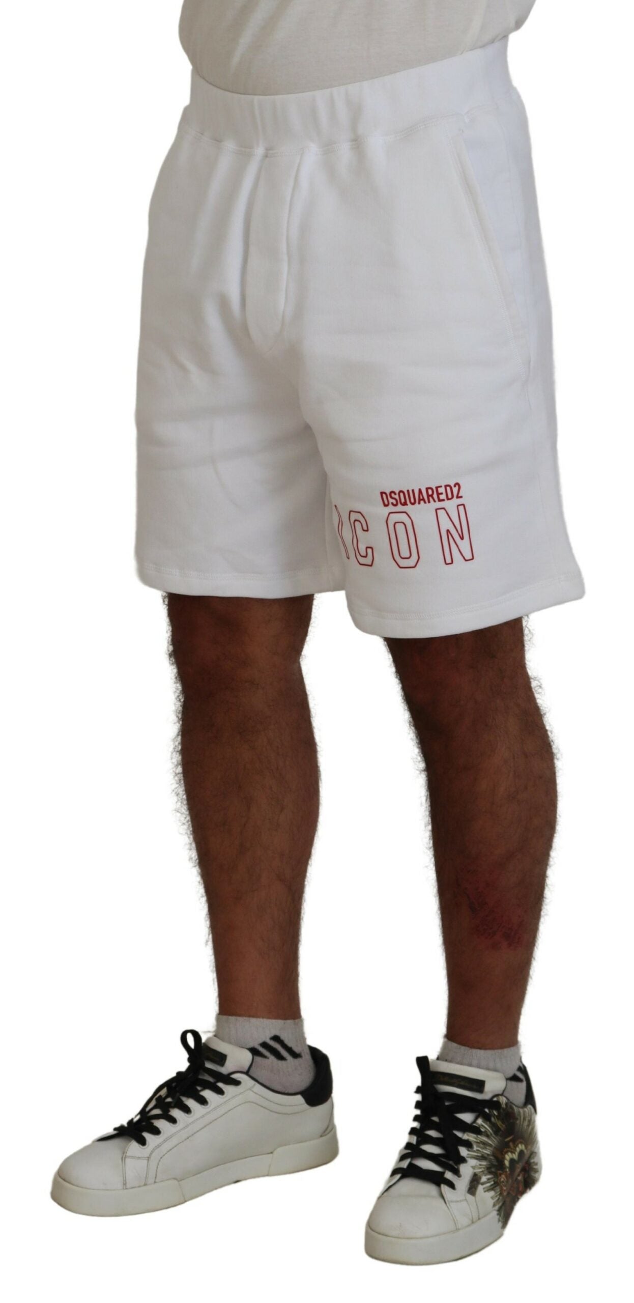 Dsquared² Weiße bedruckte Pull-On-Beermudashorts für Herren