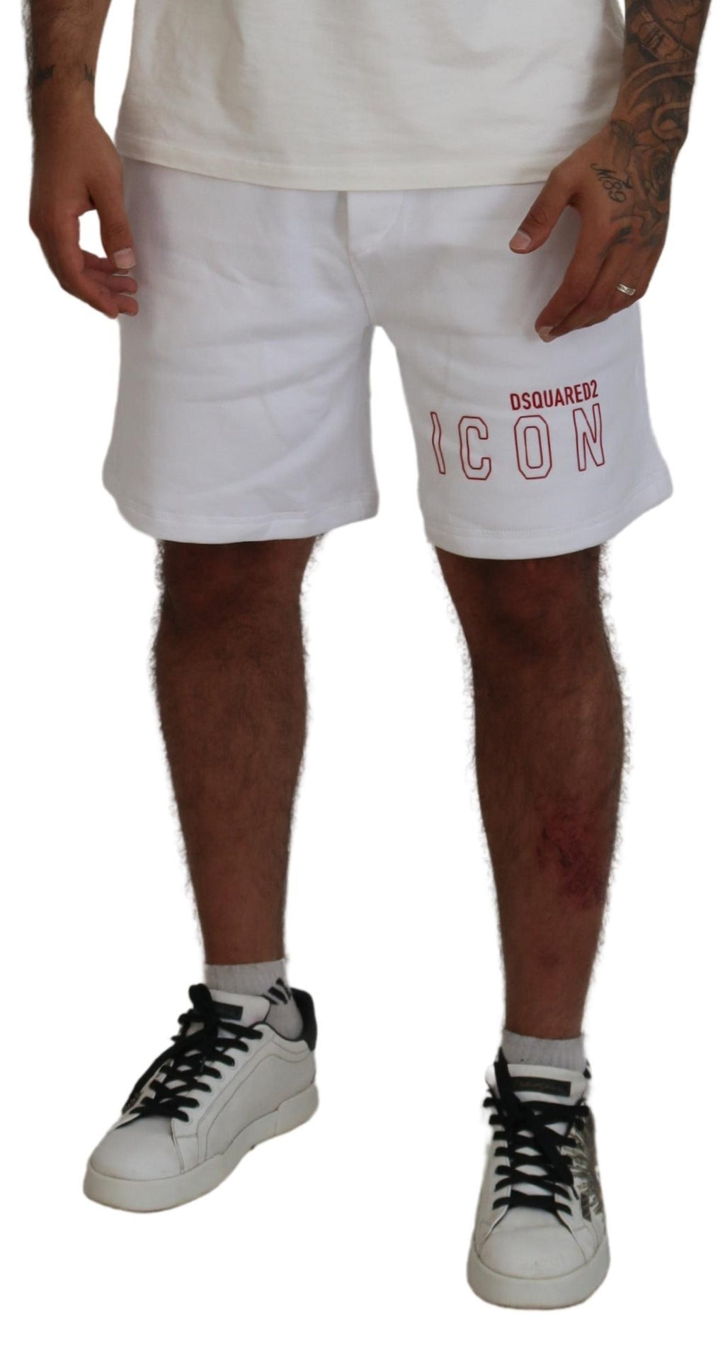 Dsquared² Weiße bedruckte Pull-On-Beermudashorts für Herren