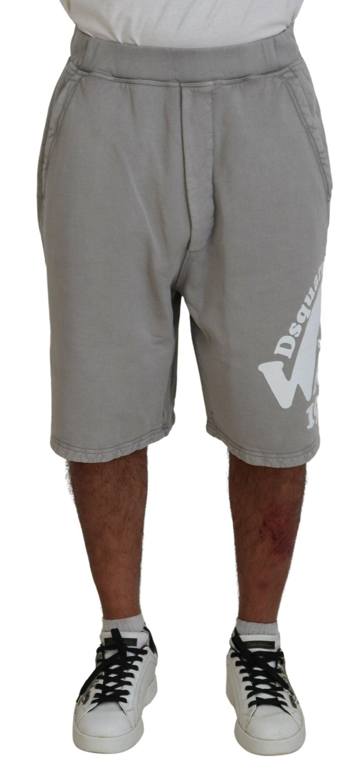 Dsquared² Grau bedruckte Pull-On-Beer-Shorts für Herren
