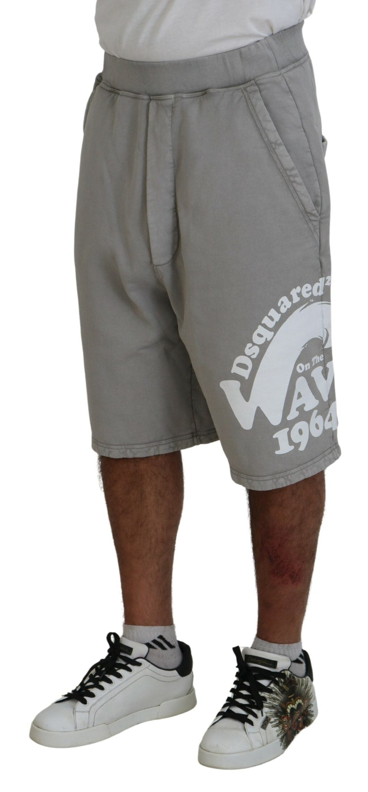 Dsquared² Grau bedruckte Pull-On-Beer-Shorts für Herren