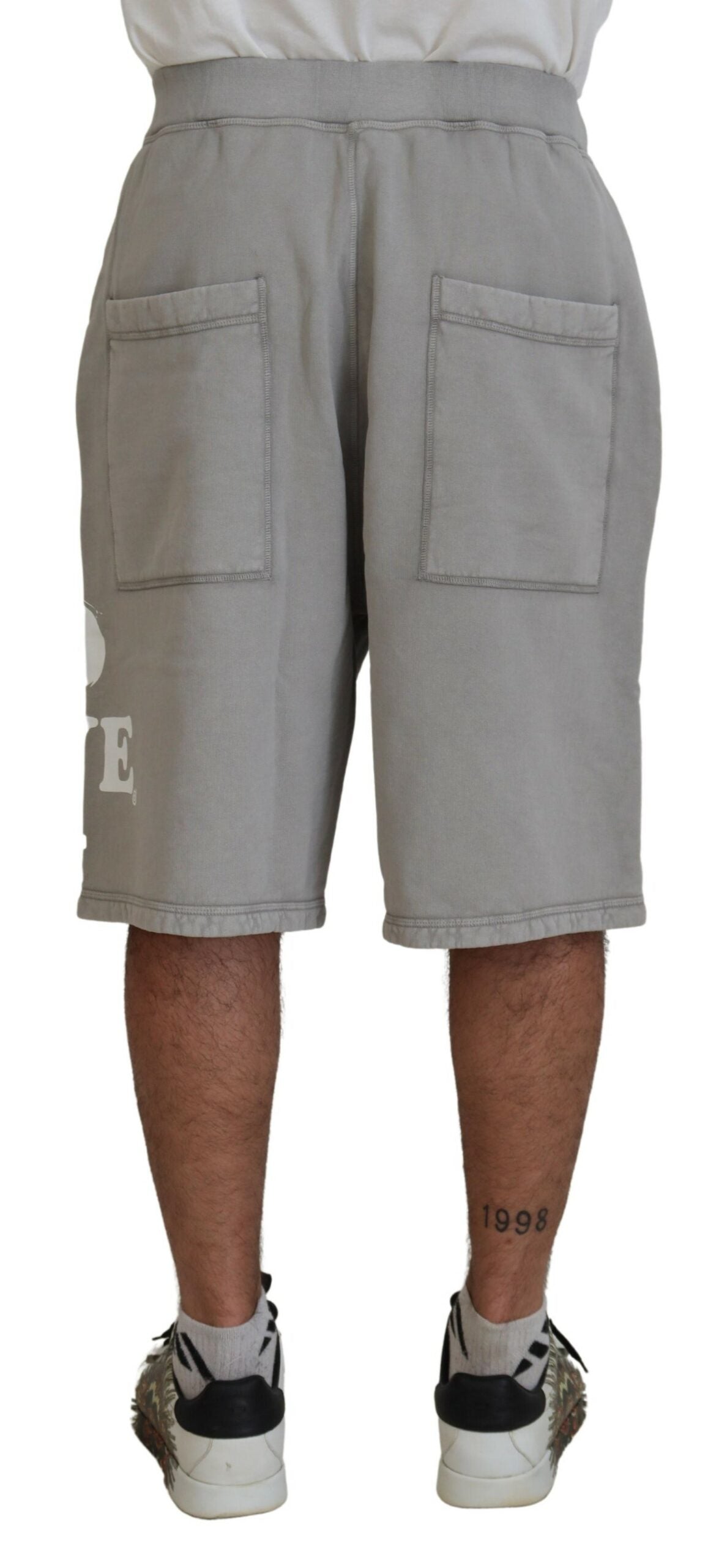 Dsquared² Grau bedruckte Pull-On-Beer-Shorts für Herren