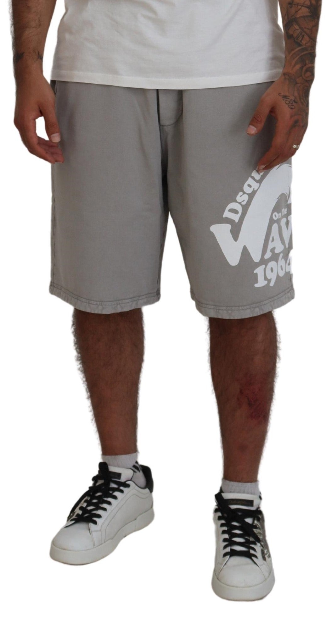 Dsquared² Grau bedruckte Pull-On-Beer-Shorts für Herren