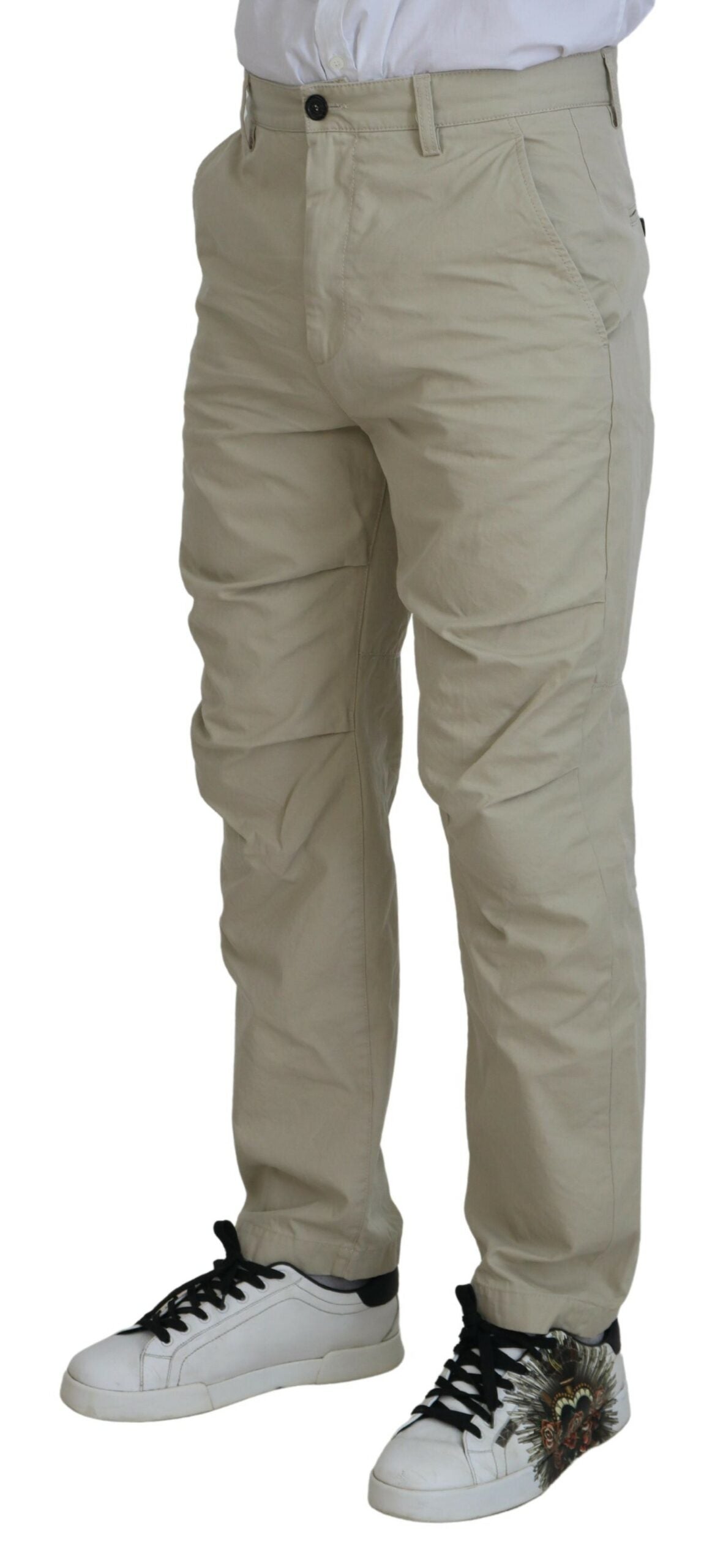 Dsquared² Beige Baumwolle Straight Fit Herren Freizeithose