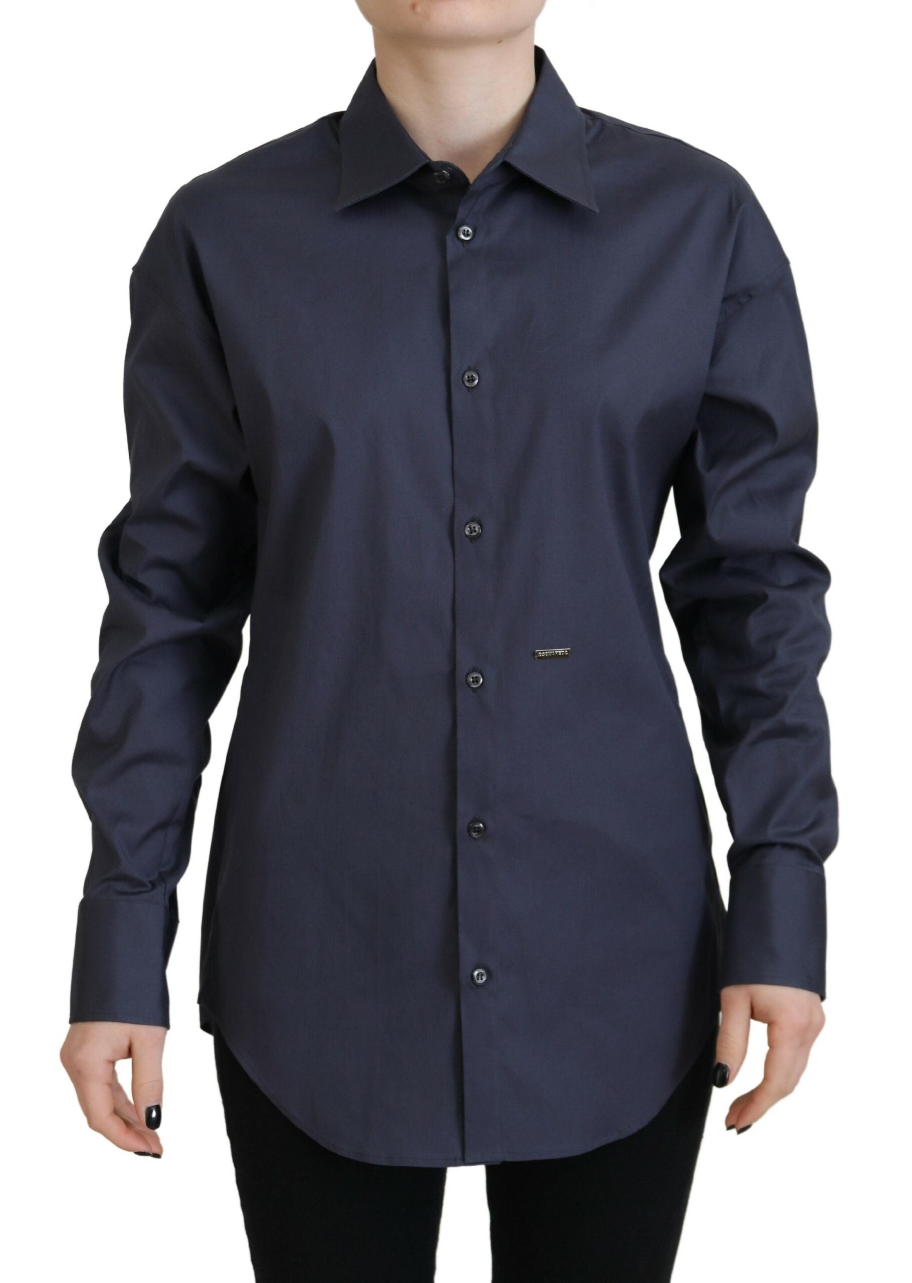 Dsquared² Marineblaues Hemd aus Baumwolle mit Button-Down-Kragen