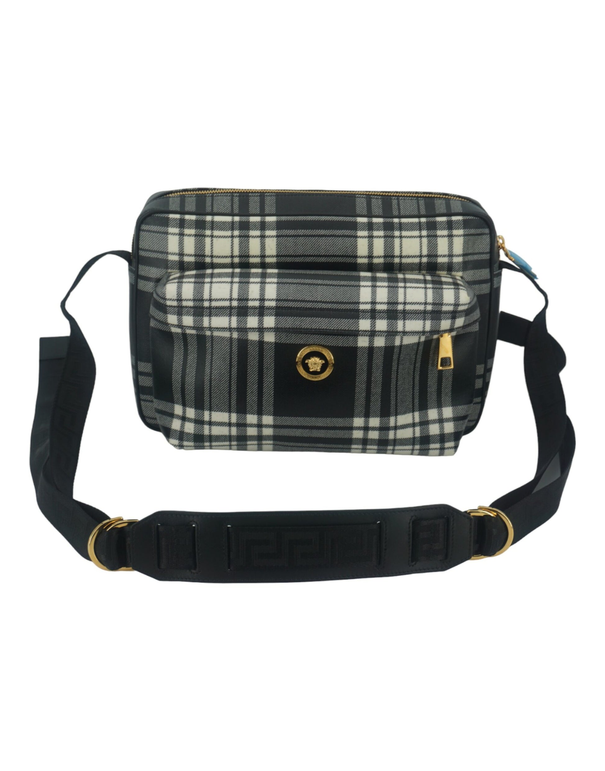 Versace – Elegante Umhängetasche aus grauem Leder