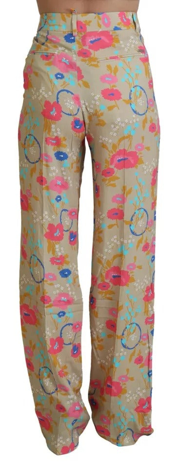 Dsquared² Beige – Gerade Hose mit Blumenmuster und hoher Taille