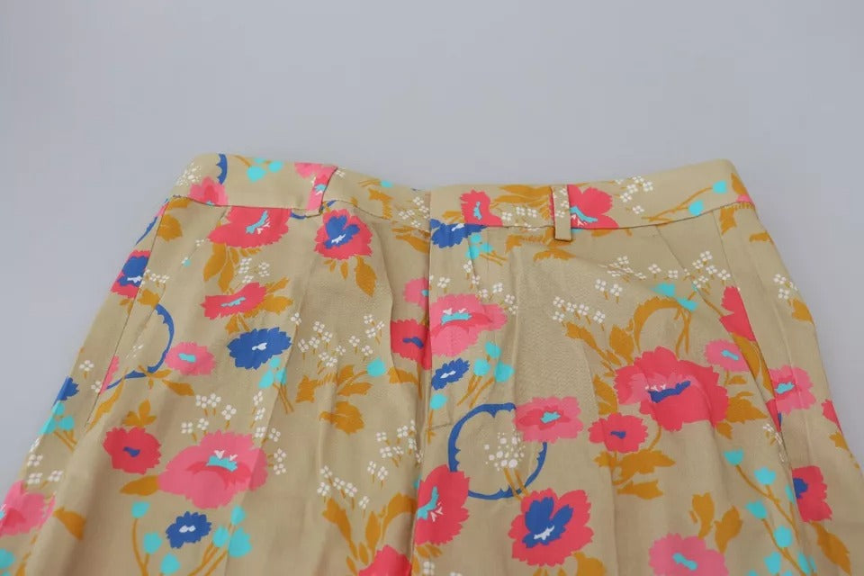 Dsquared² Beige – Gerade Hose mit Blumenmuster und hoher Taille