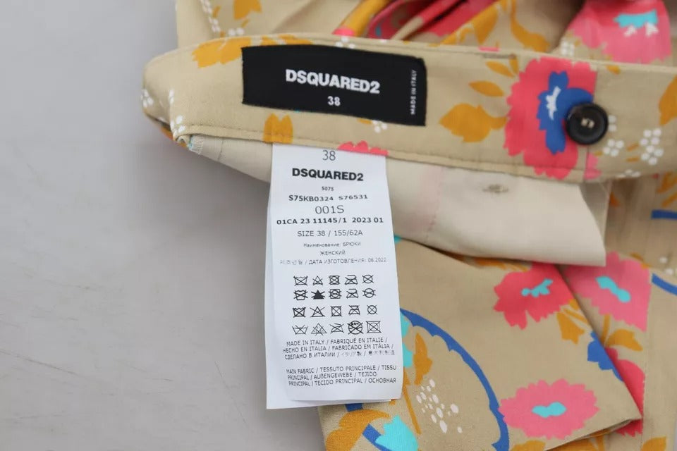 Dsquared² Beige – Gerade Hose mit Blumenmuster und hoher Taille