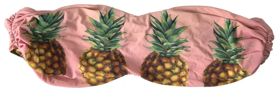 Dolce &amp; Gabbana – Rosa bedrucktes Beachwear-Bikinioberteil