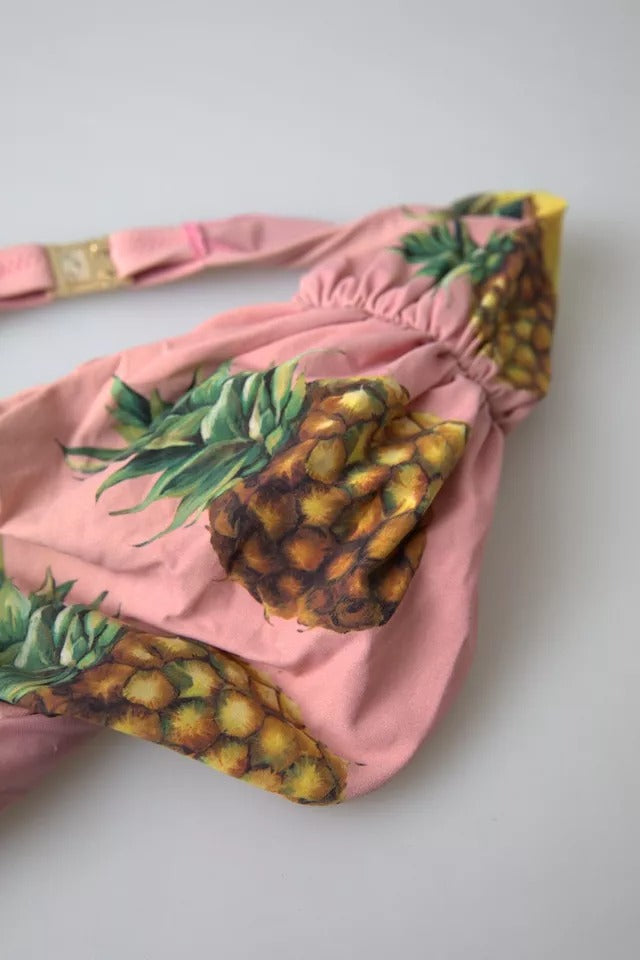 Dolce &amp; Gabbana – Rosa bedrucktes Beachwear-Bikinioberteil