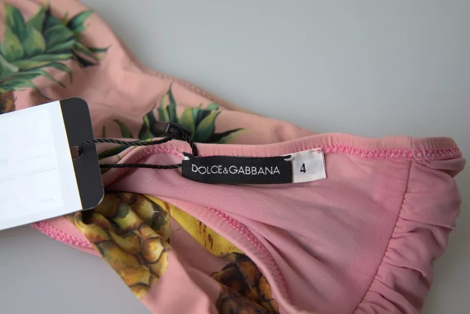Dolce &amp; Gabbana – Rosa bedrucktes Beachwear-Bikinioberteil