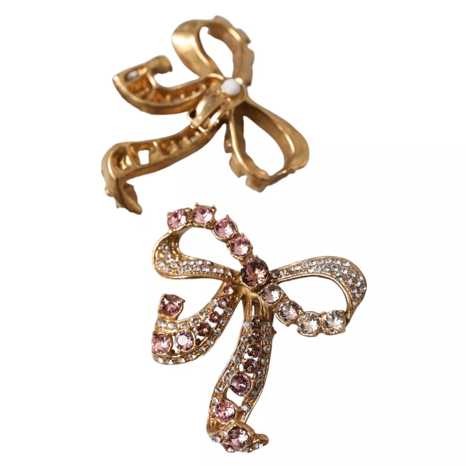 Dolce &amp; Gabbana Gold Messing Rosa Klar Kristall Schleife Fiocchi Weihnachten
