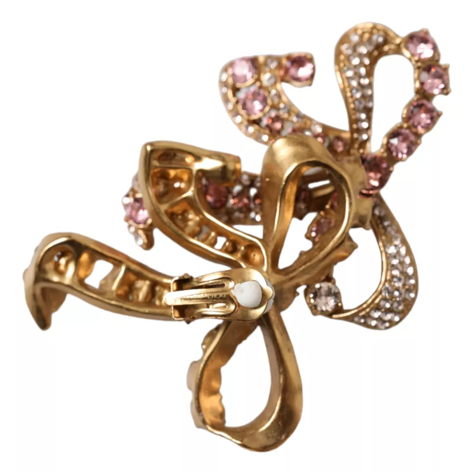 Dolce &amp; Gabbana Gold Messing Rosa Klar Kristall Schleife Fiocchi Weihnachten