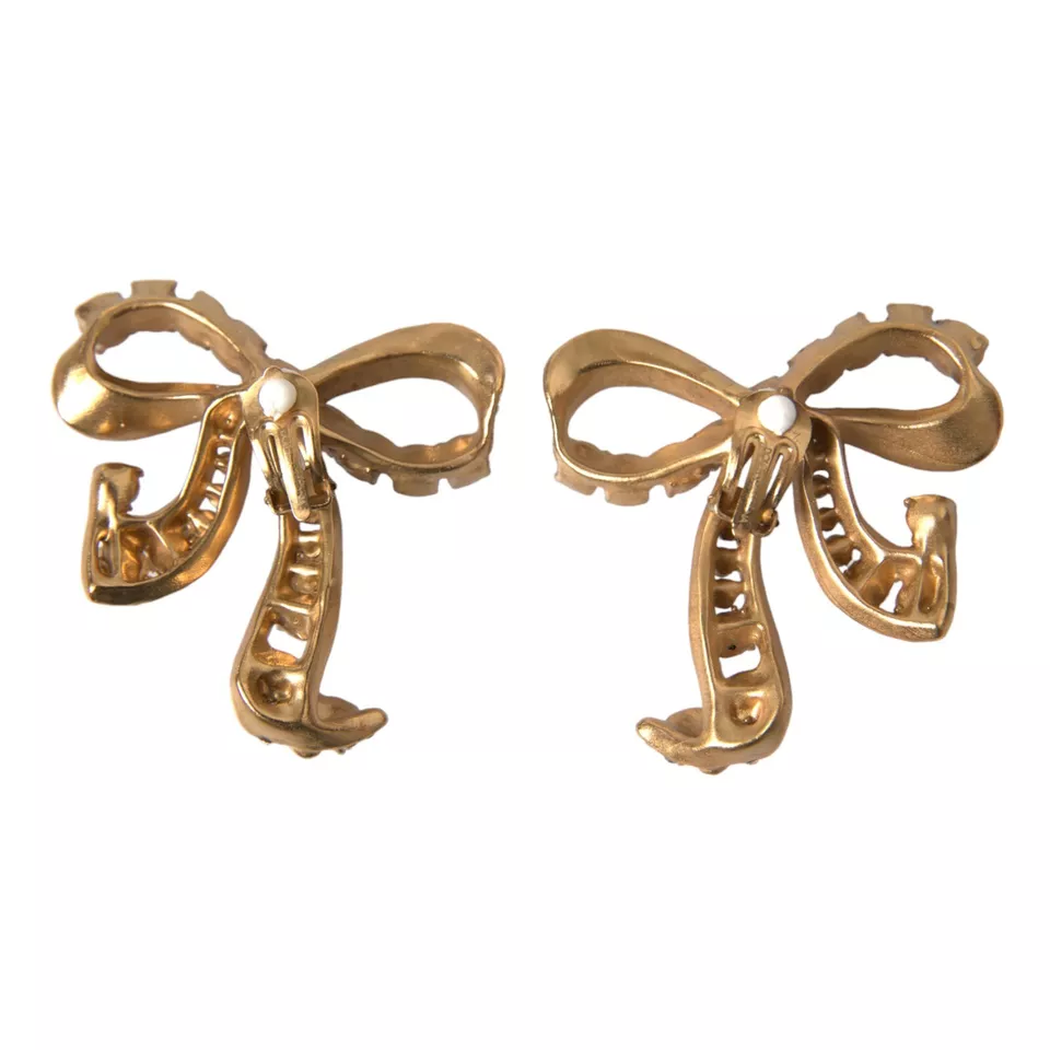 Dolce &amp; Gabbana Gold Messing Rosa Klar Kristall Schleife Fiocchi Weihnachten