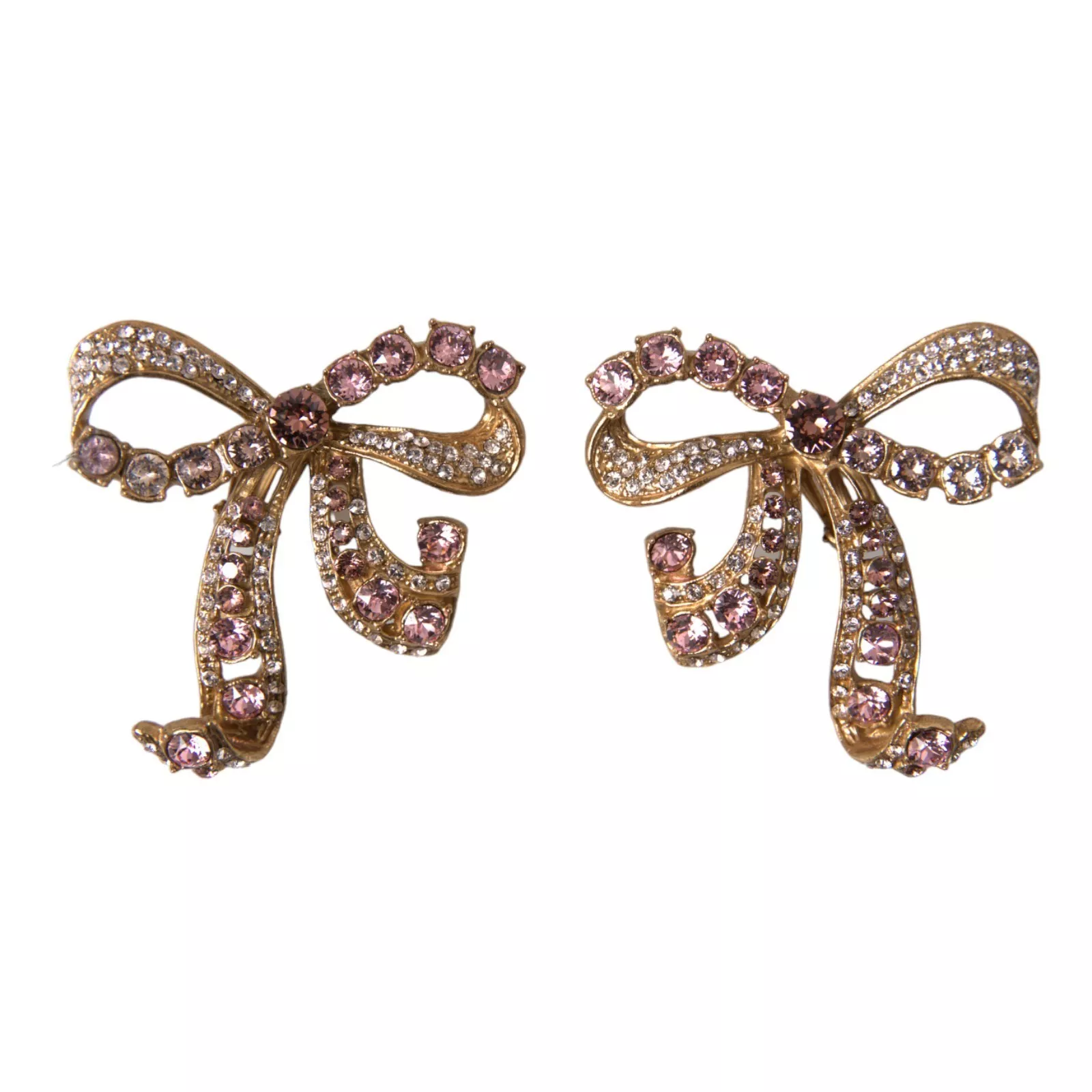 Dolce &amp; Gabbana Gold Messing Rosa Klar Kristall Schleife Fiocchi Weihnachten