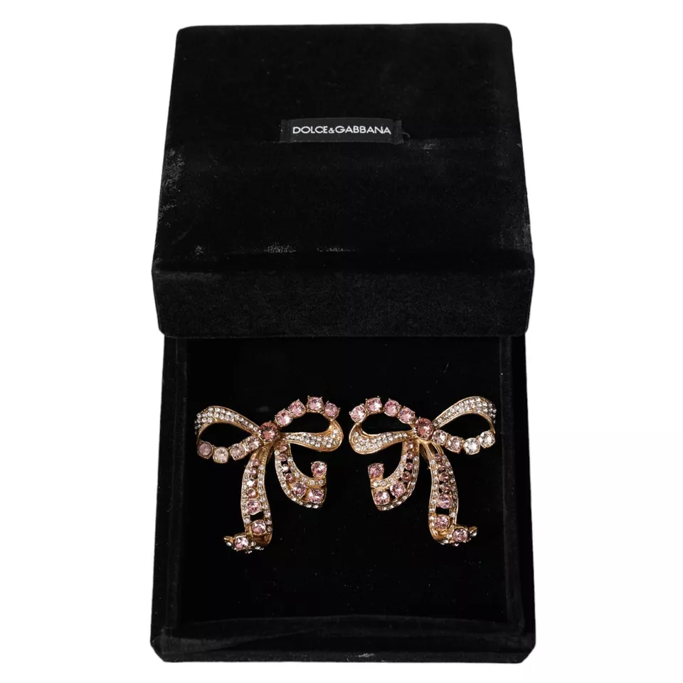 Dolce &amp; Gabbana Gold Messing Rosa Klar Kristall Schleife Fiocchi Weihnachten