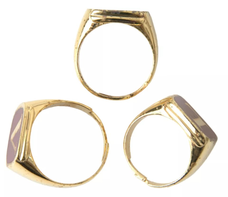 Dolce &amp; Gabbana – 3er-Set „LOVE“-Ringe aus goldenem Messing mit Emaille