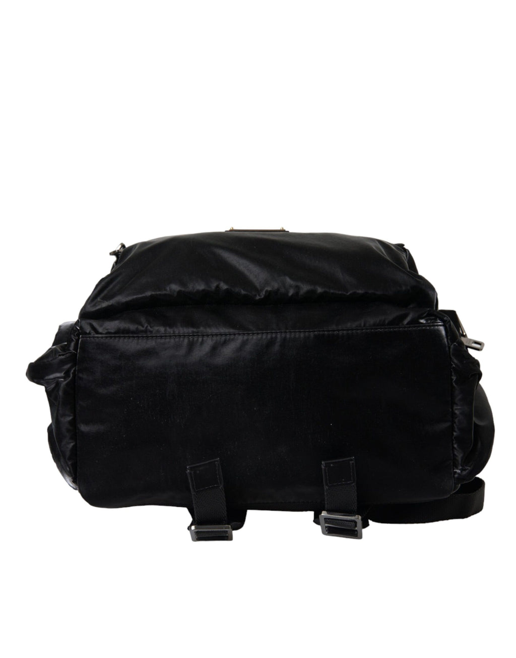 Dolce &amp; Gabbana – Rucksacktasche aus schwarzem Lackleder mit Logo-Plakette