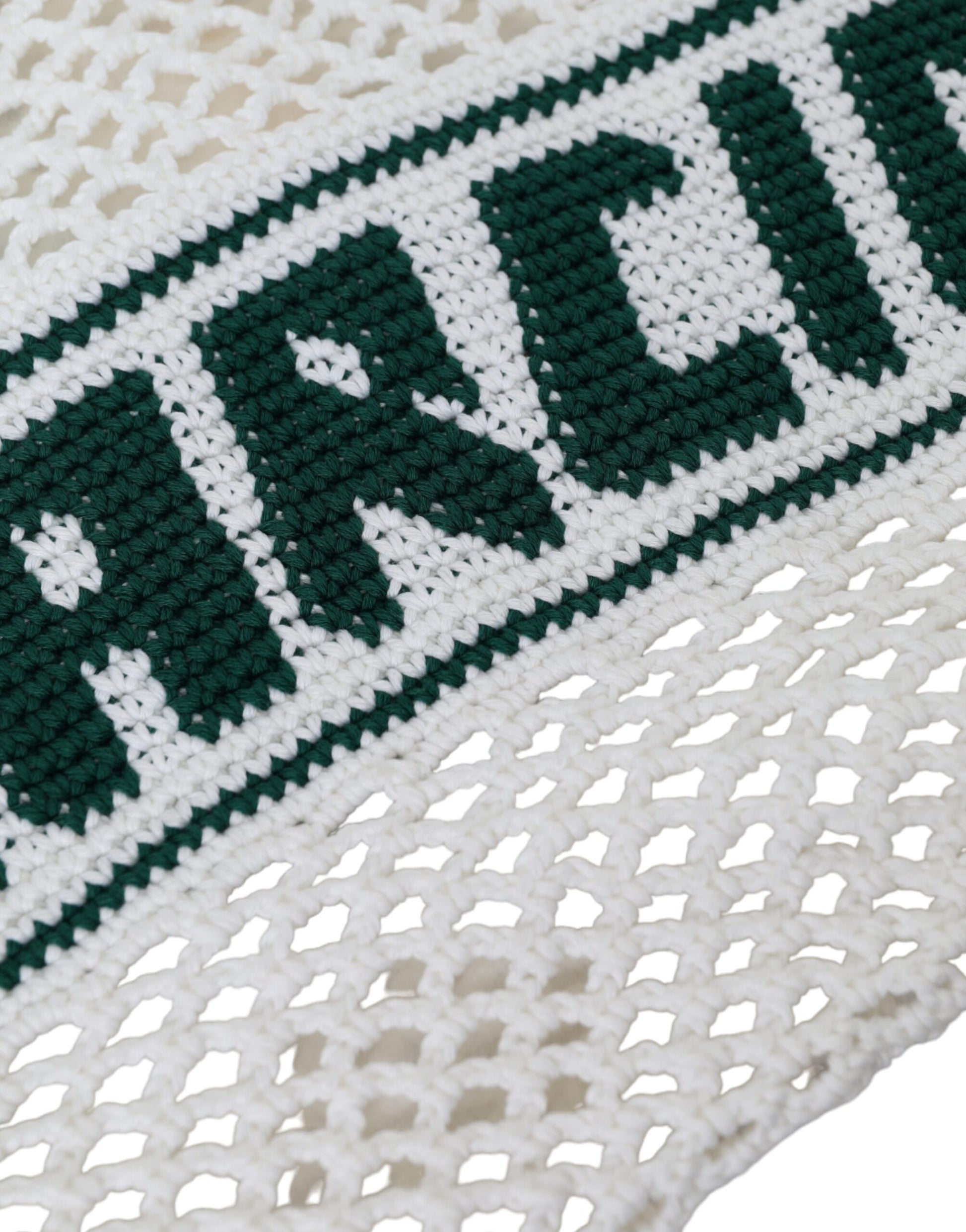 Dolce &amp; Gabbana – Einkaufstasche aus gestrickter Baumwolle mit Logo in Weiß und Grün