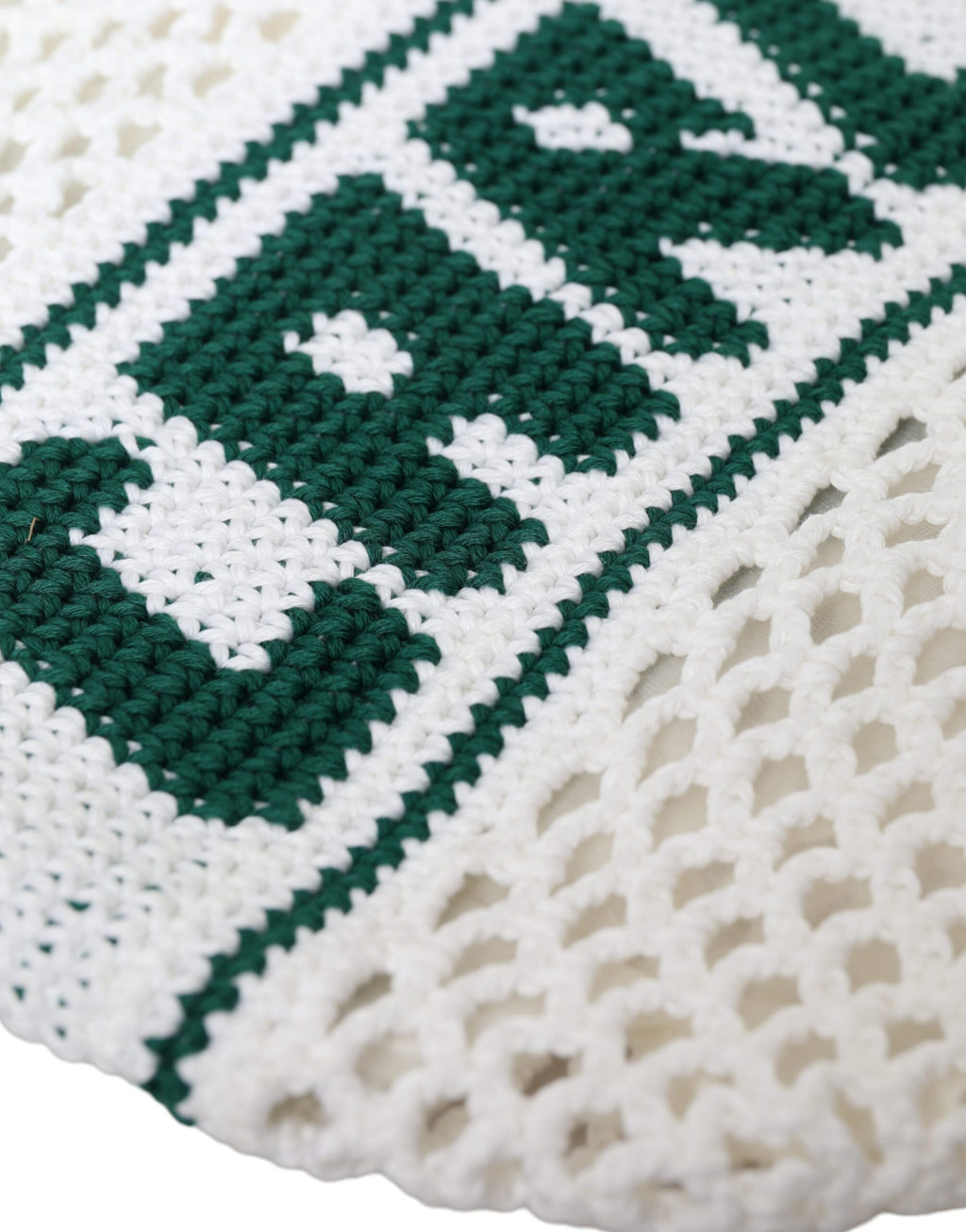 Dolce &amp; Gabbana – Einkaufstasche aus gestrickter Baumwolle mit Logo in Weiß und Grün