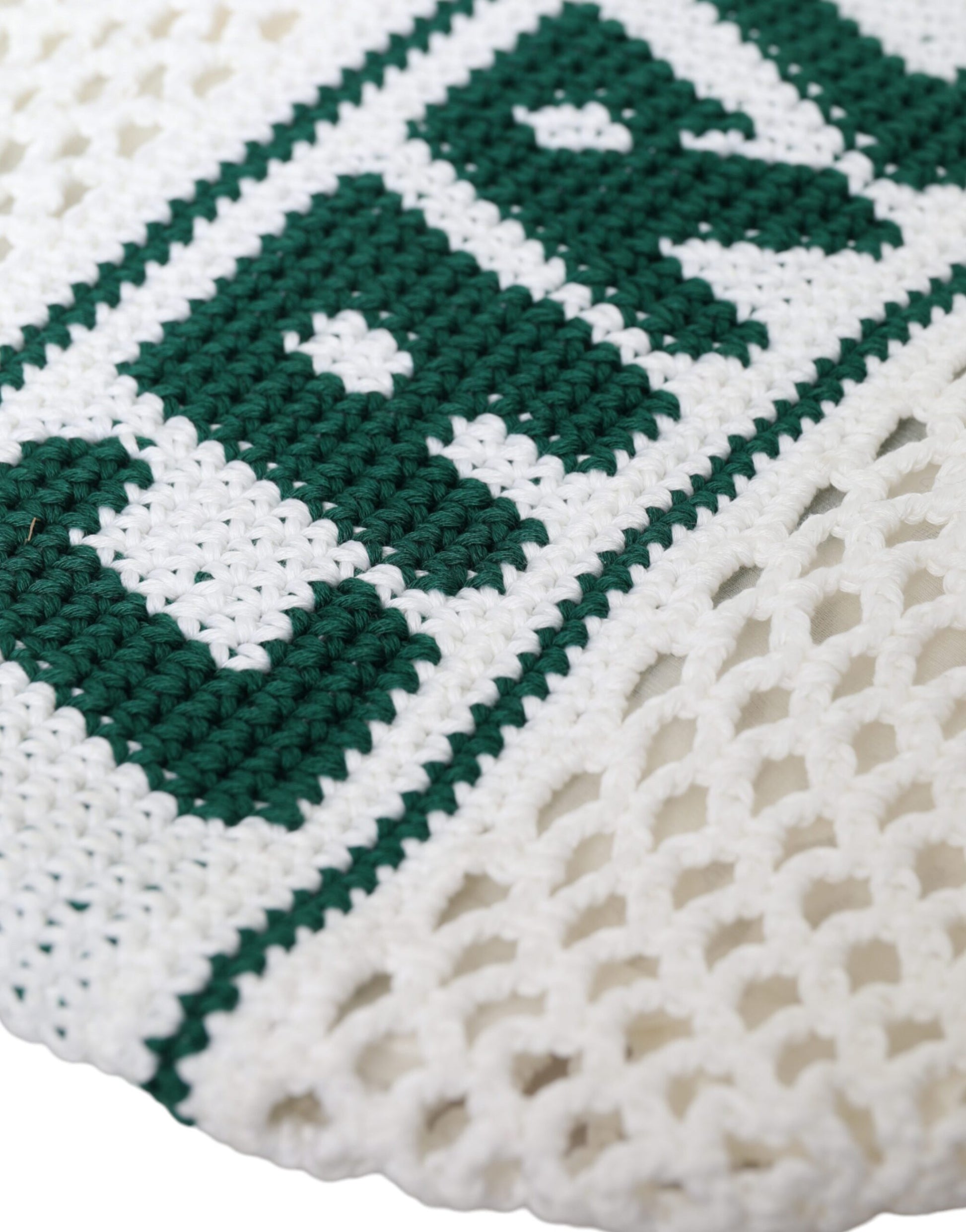 Dolce &amp; Gabbana – Einkaufstasche aus gestrickter Baumwolle mit Logo in Weiß und Grün