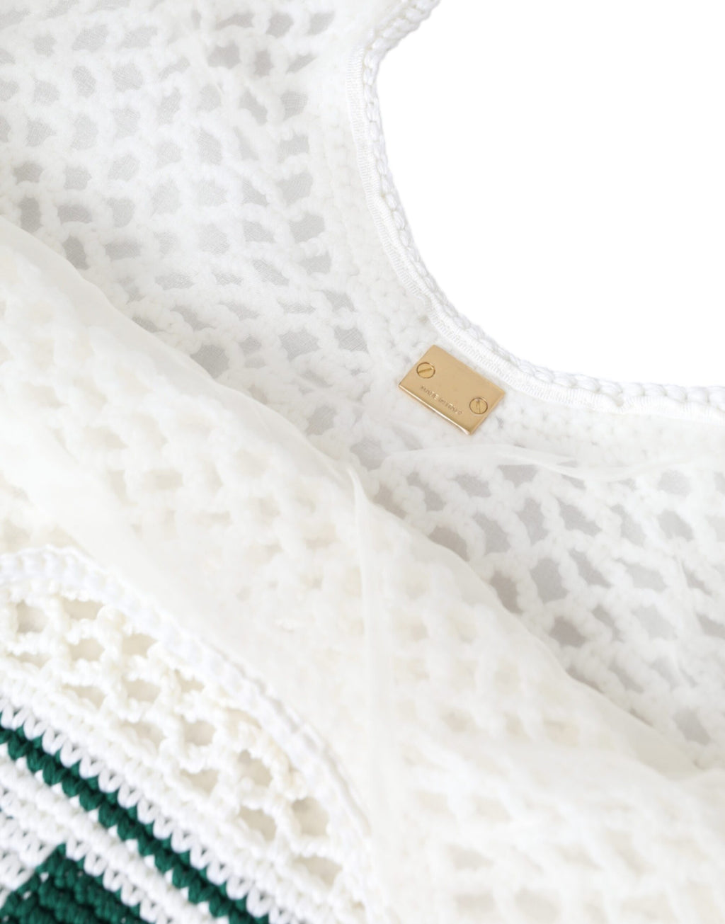 Dolce &amp; Gabbana – Einkaufstasche aus gestrickter Baumwolle mit Logo in Weiß und Grün