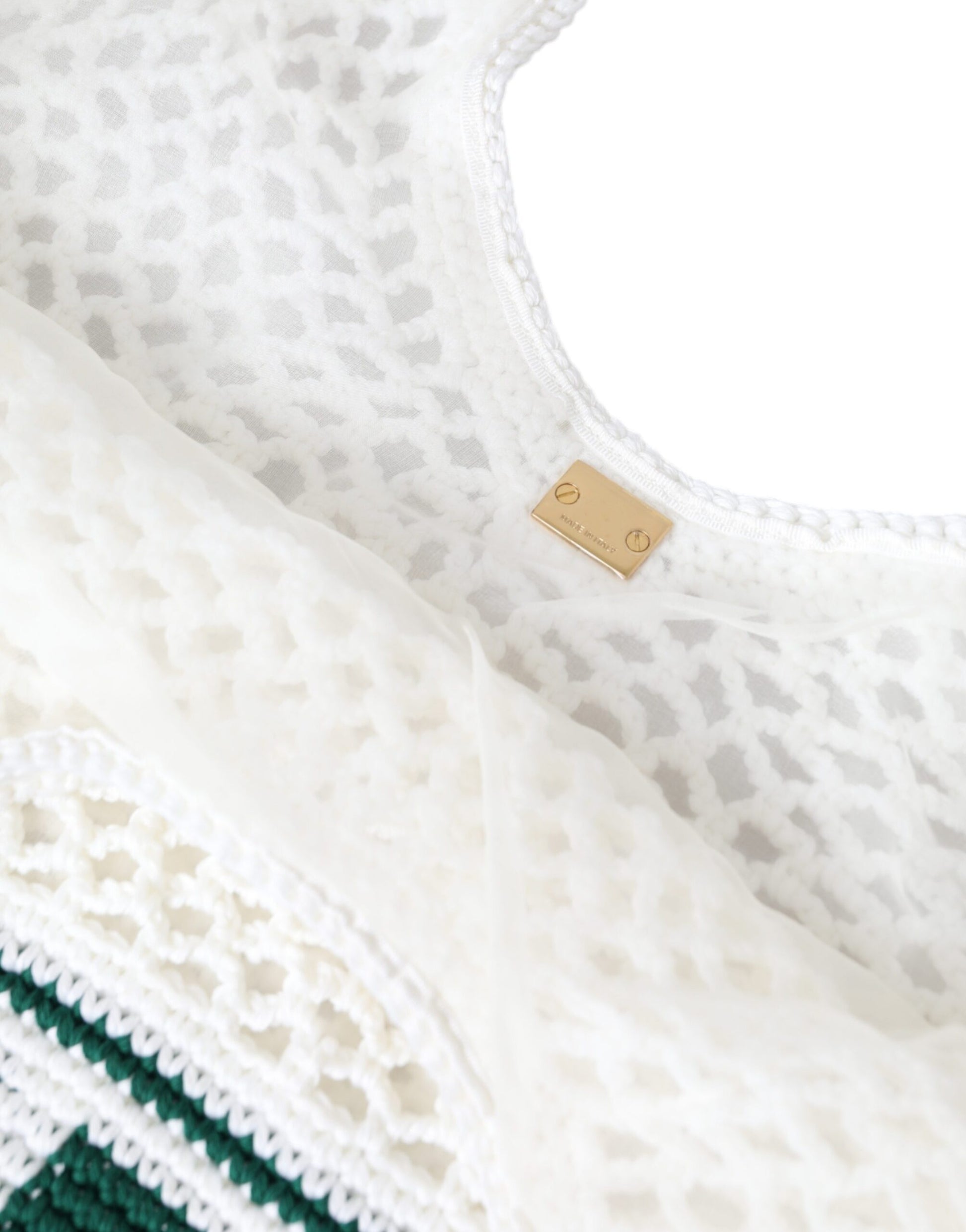 Dolce &amp; Gabbana – Einkaufstasche aus gestrickter Baumwolle mit Logo in Weiß und Grün