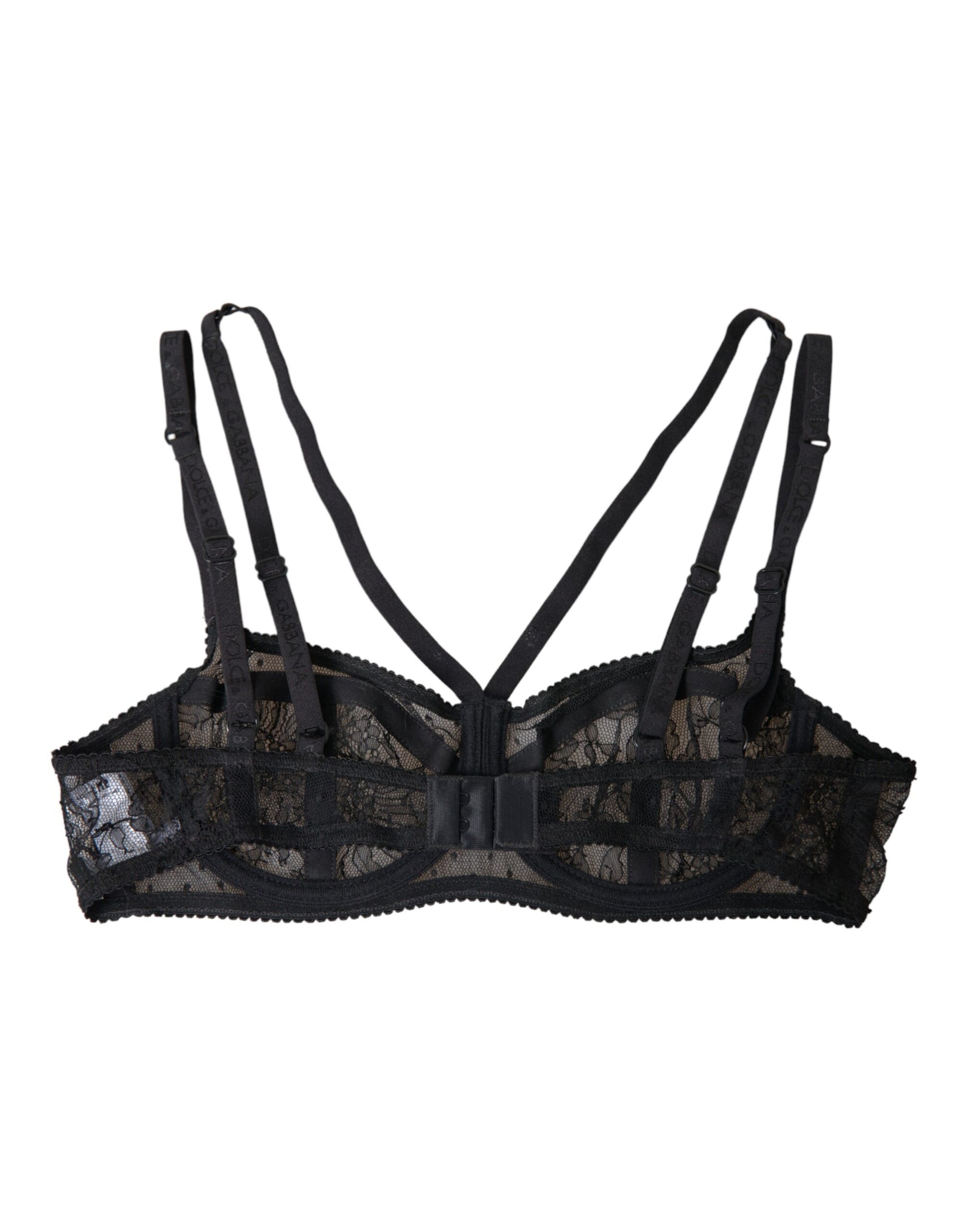 Dolce &amp; Gabbana – Balconcino-BH aus Nylon mit Blumenspitze in Schwarz