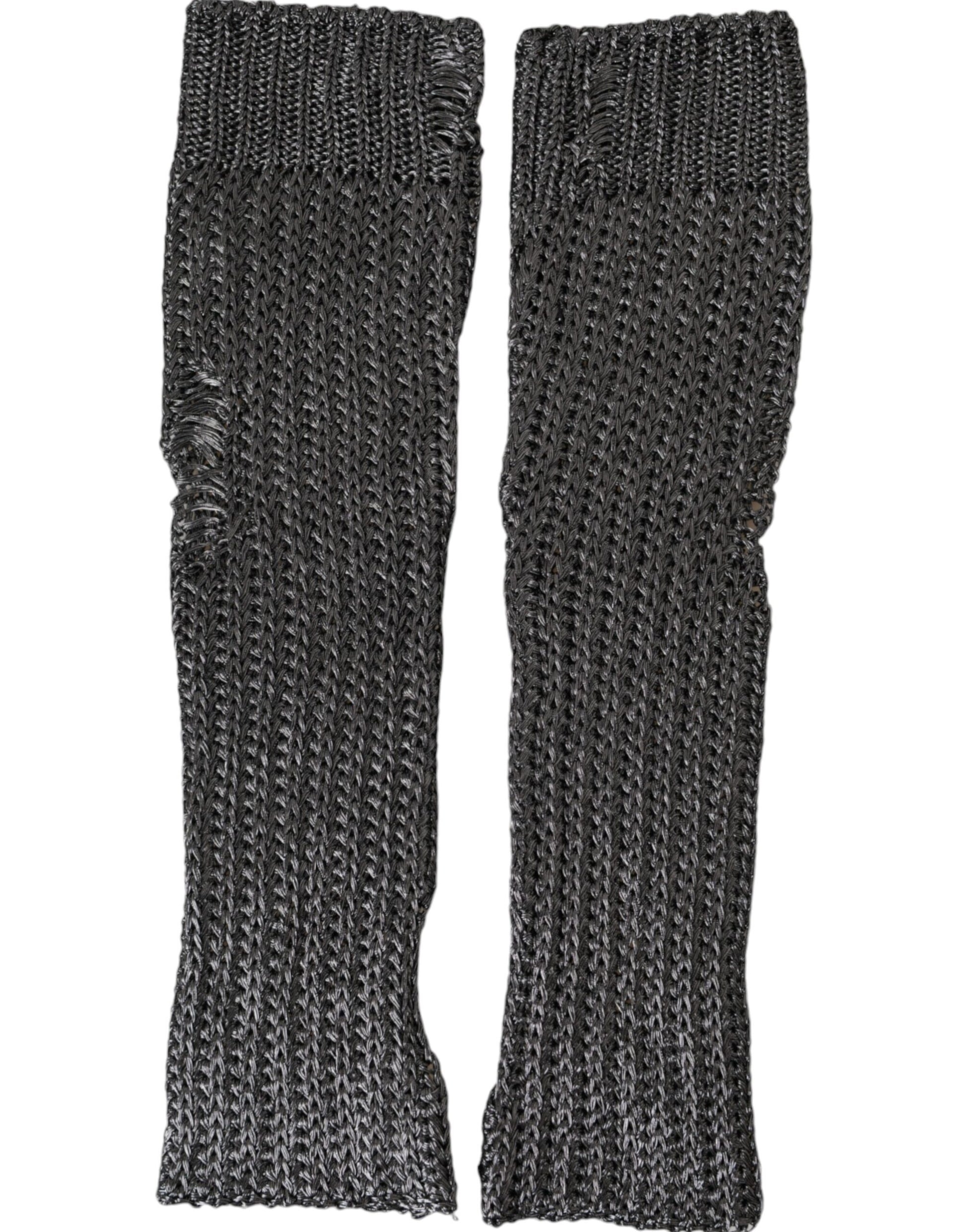 Dolce &amp; Gabbana – Fingerlose Handschuhe aus grauer Viskose