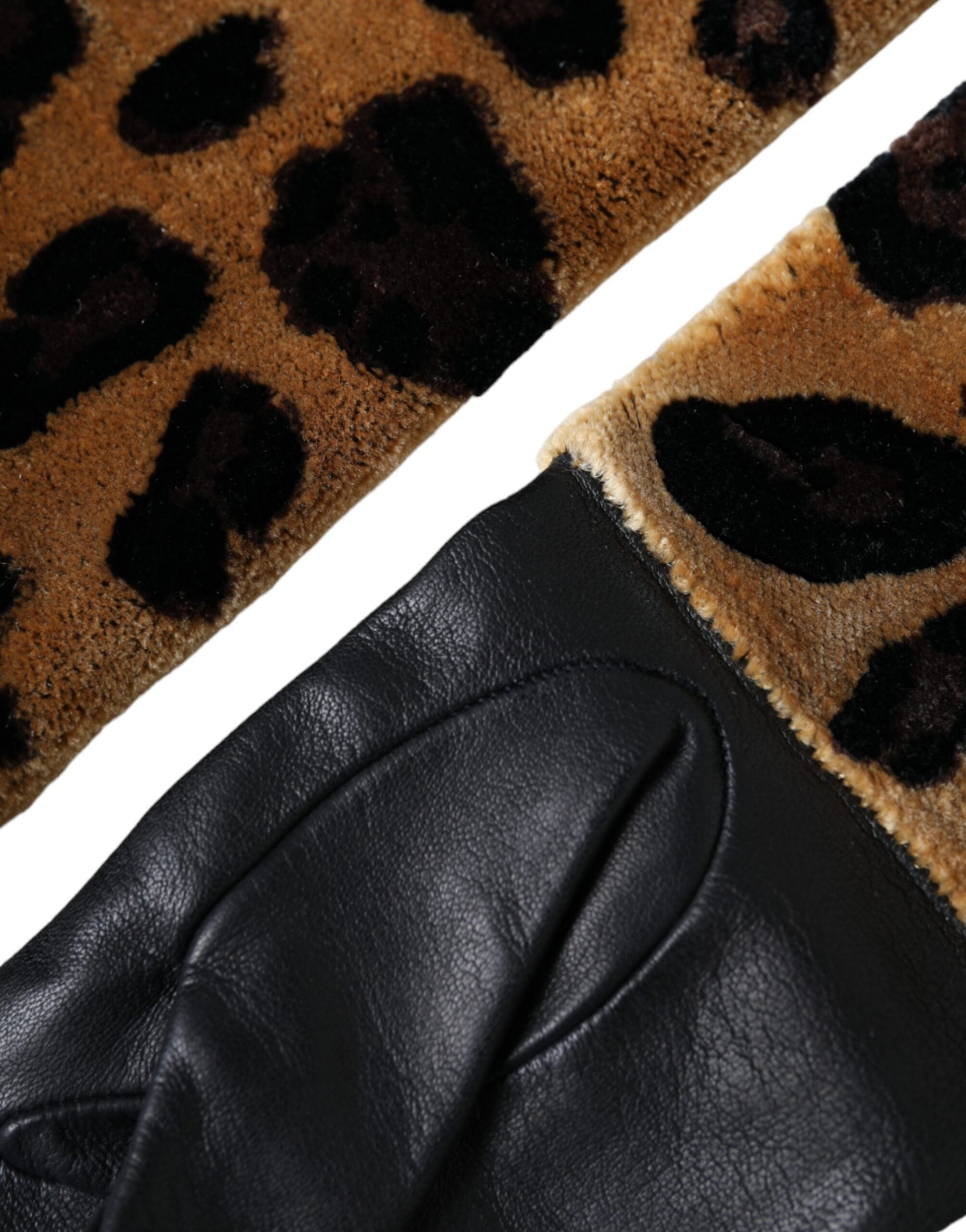 Dolce &amp; Gabbana – Ellenbogenlange Handschuhe aus braun-schwarzem Leopardenleder
