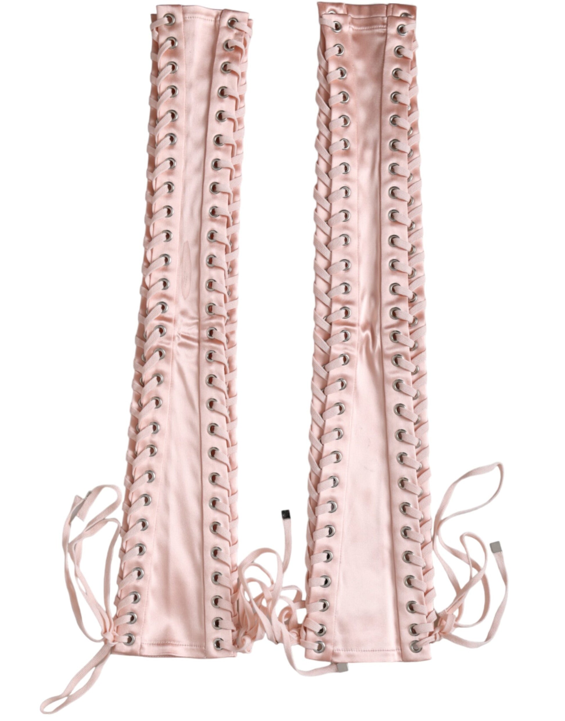 Dolce &amp; Gabbana – Fingerlose Handschuhe aus Acetat mit Schnürung in Rosa