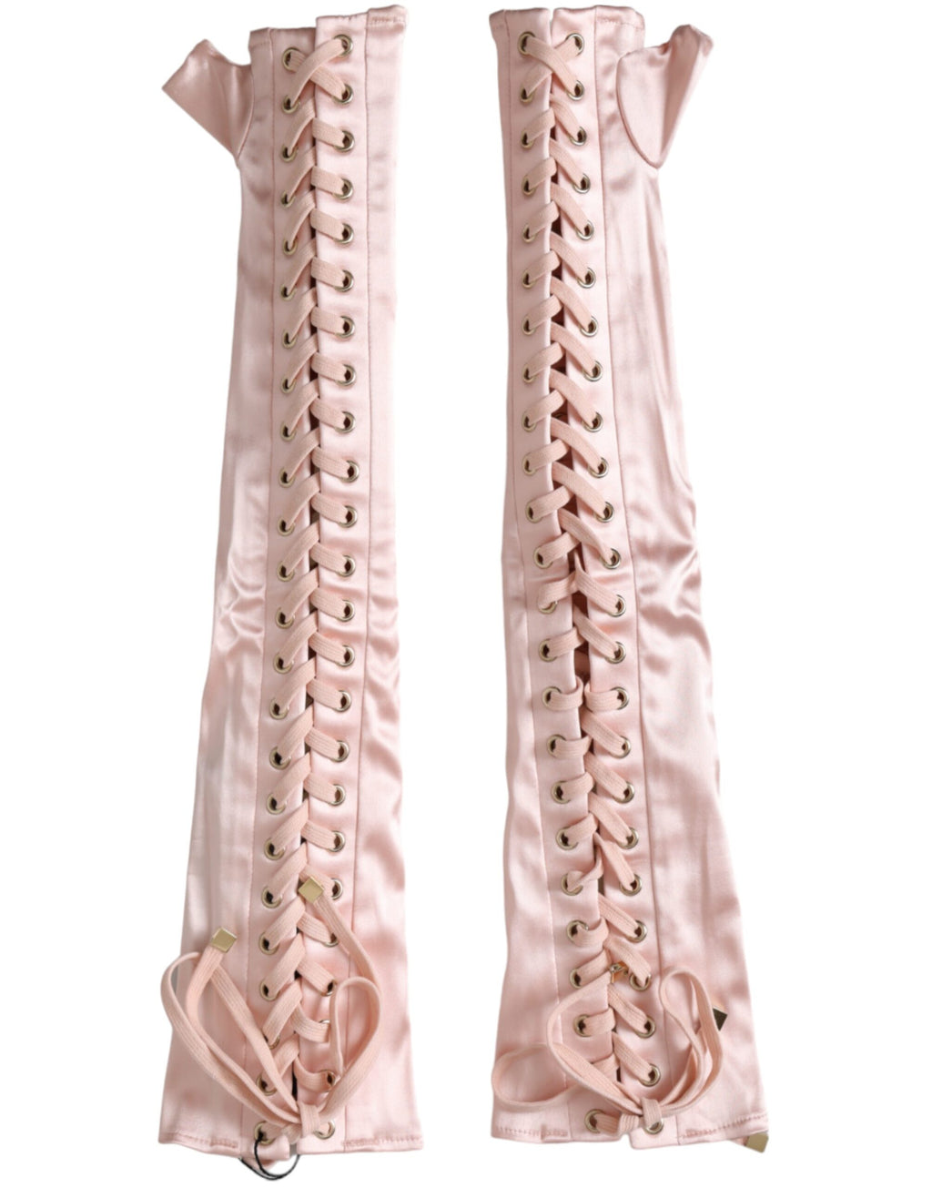 Dolce &amp; Gabbana – Fingerlose Handschuhe aus Acetat mit Schnürung in Rosa