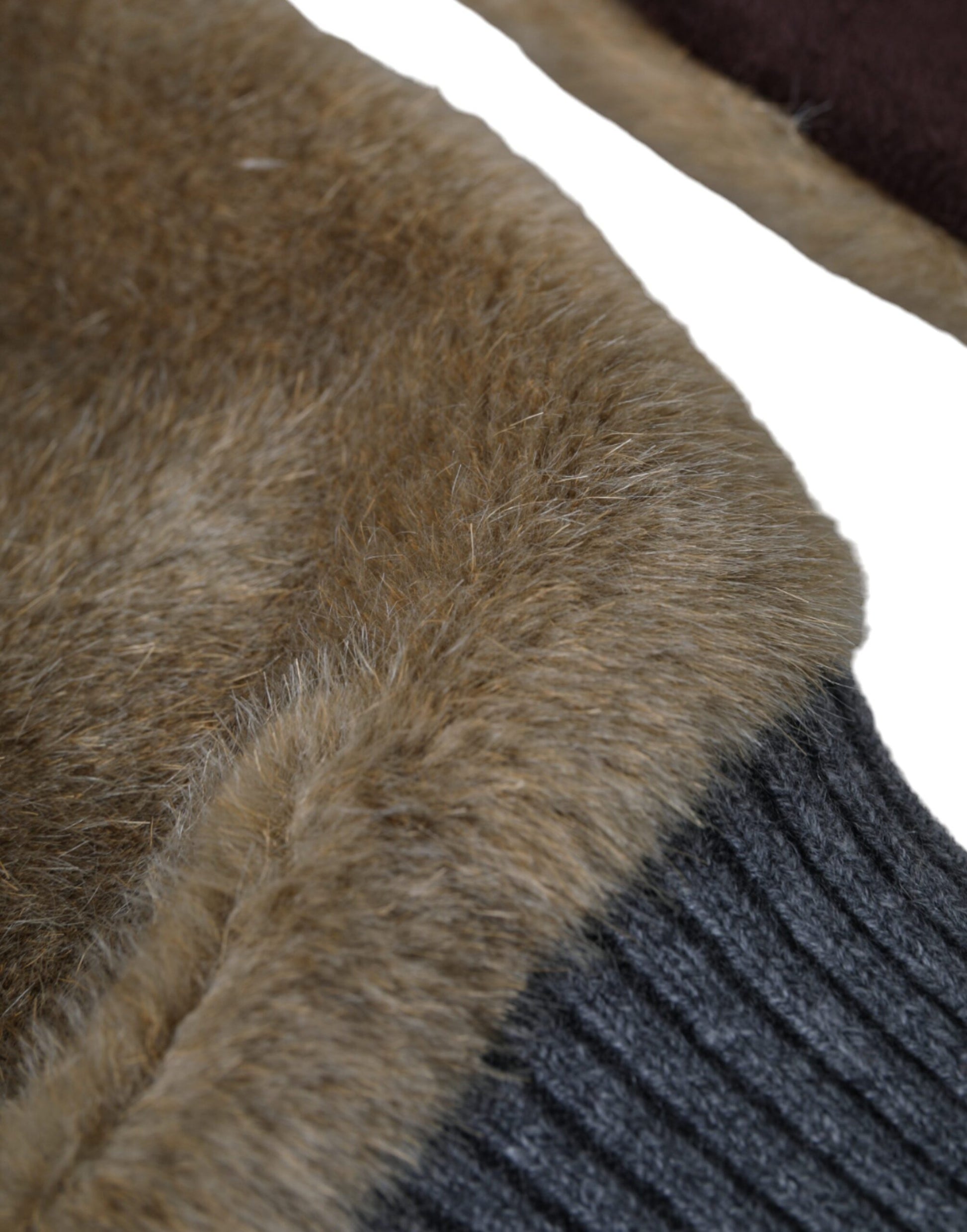 Dolce &amp; Gabbana Beige Fäustlinge aus Acryl mit Strickfell am Handgelenk