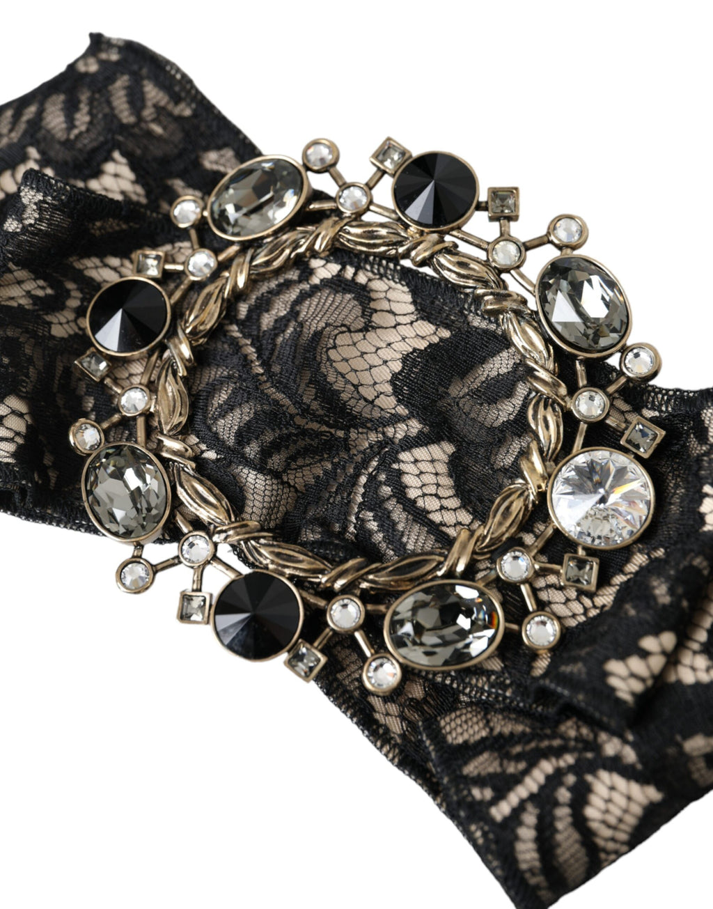 Dolce &amp; Gabbana Schwarze Haarnadel mit handgefertigter Brosche und Kristallen