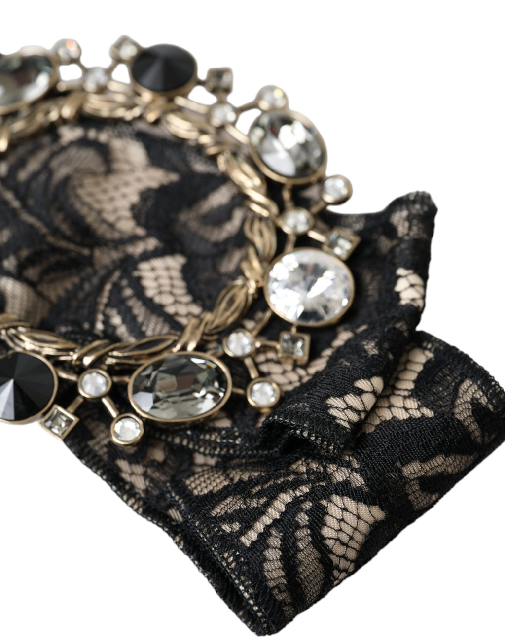 Dolce &amp; Gabbana Schwarze Haarnadel mit handgefertigter Brosche und Kristallen