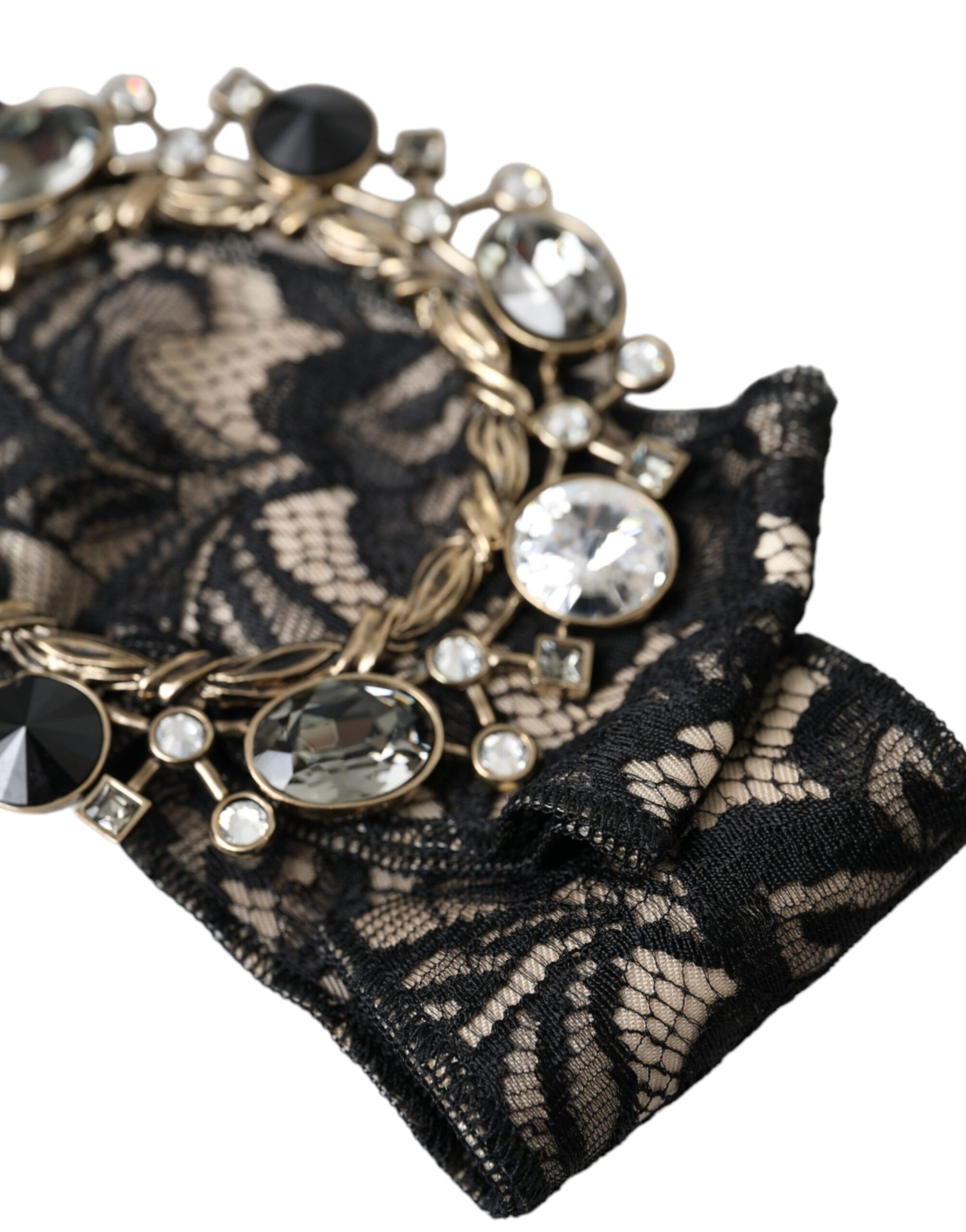 Dolce &amp; Gabbana Schwarze Haarnadel mit handgefertigter Brosche und Kristallen