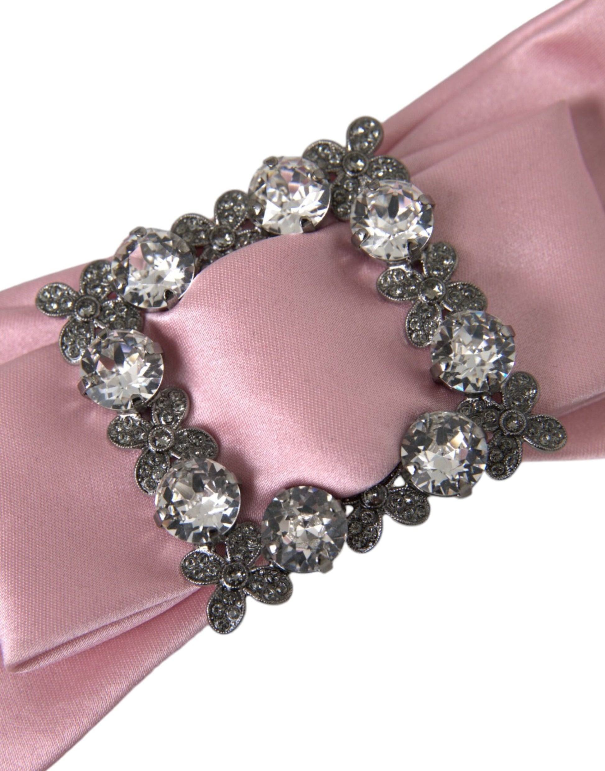 Dolce &amp; Gabbana Rosa Satin Kristall Schmuck Brosche Haarnadel