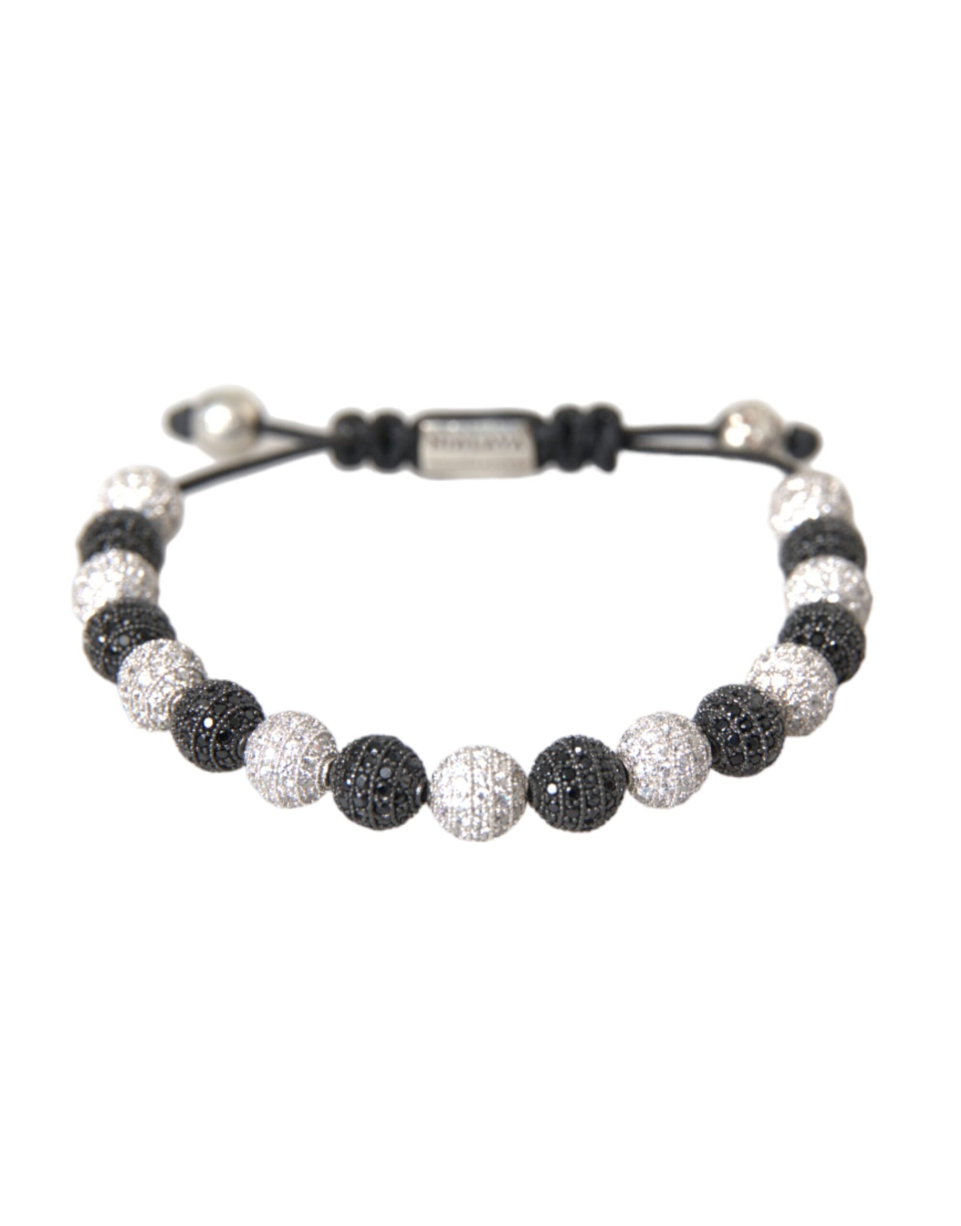 Nialaya Armband mit CZ-Kristallkugeln, schwarz-weiß